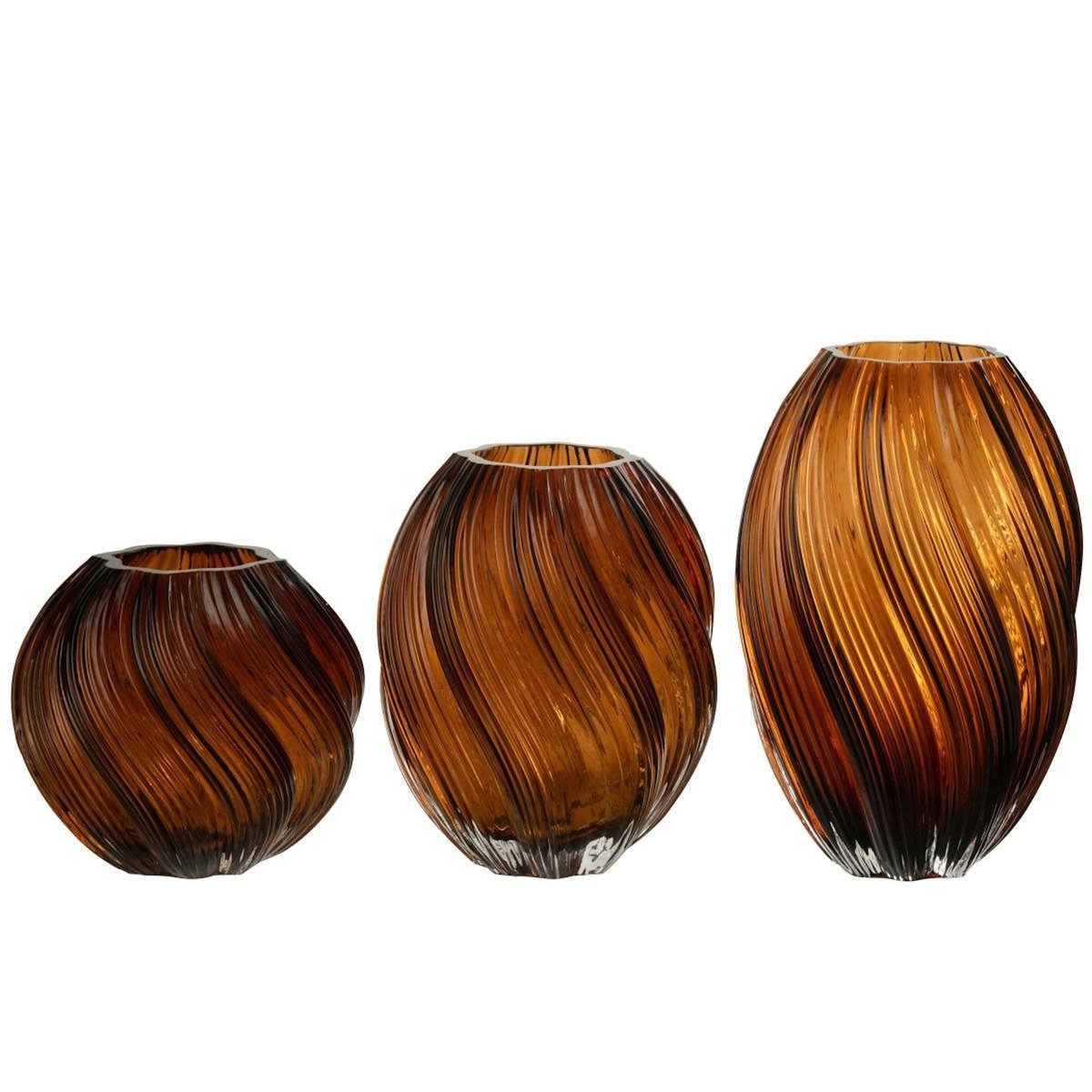 Paris Prix Vase Ondulé en Verre  Carol  27cm Marron