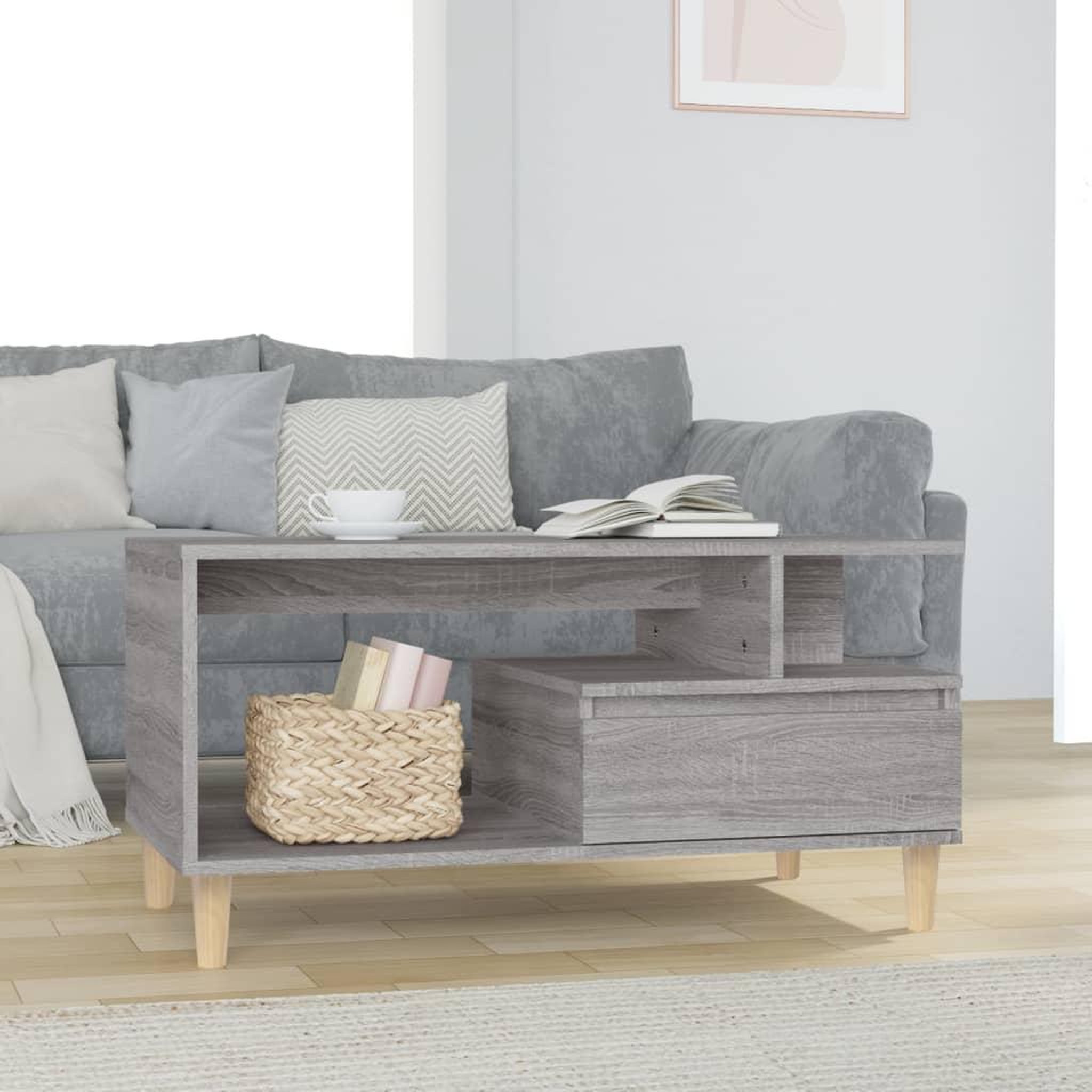 Voir la diapositive 1 : VIDAXL Table basse Sonoma gris 90x49x45 cm Bois d'ingenierie