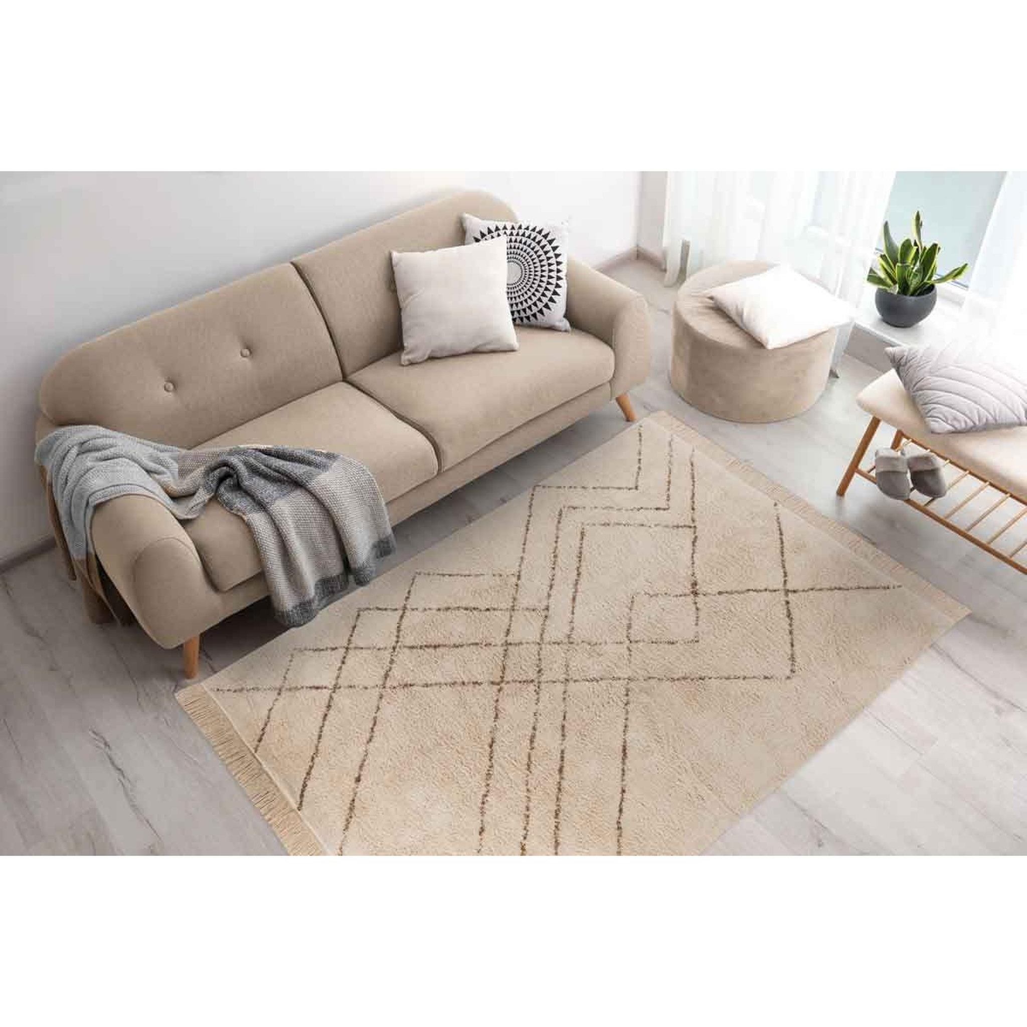 Voir la diapositive 5 : Paris Prix Tapis Tufté à la Main Ethnique  Mylen IV  Beige