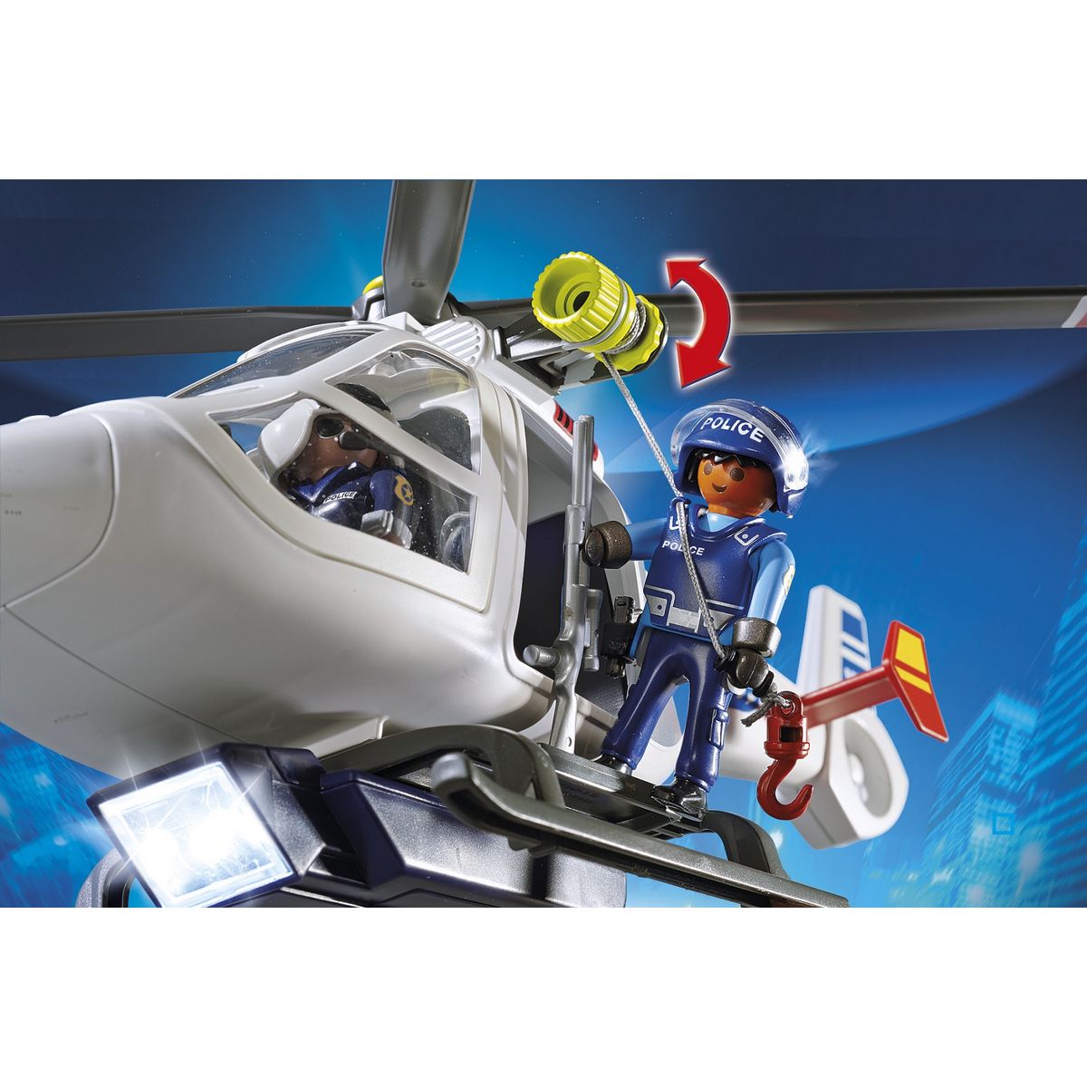 PLAYMOBIL 6921 - City Action - Hélicoptère de police avec projecteur