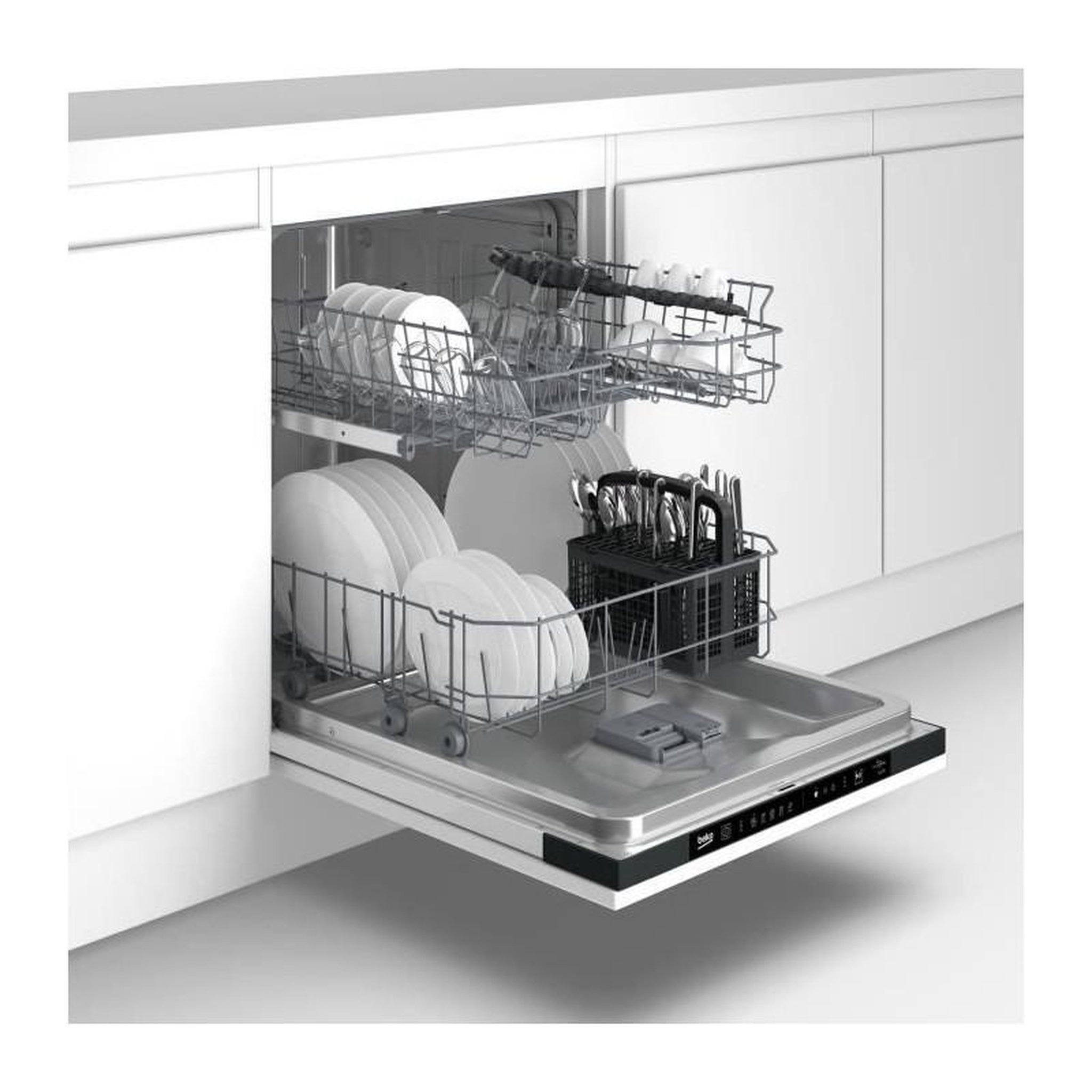 Voir la diapositive 2 : Beko Lave-vaisselle tout intégrable 13 couverts 48dB 60cm Blanc – Beko BLVI74F