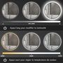 Voir la diapositive 6 : HOMCOM Miroir LED rond salle de bain Ø 70 cm - luminosité réglable, fonction anti-buée, tactile, affichage heure-température - métal noir