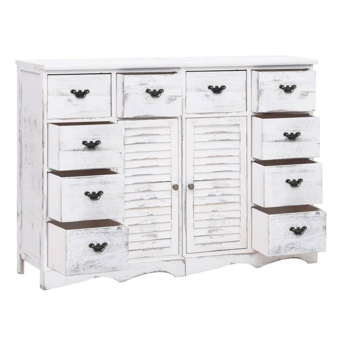 VIDAXL Buffet avec 10 tiroirs Blanc 113x30x79 cm Bois