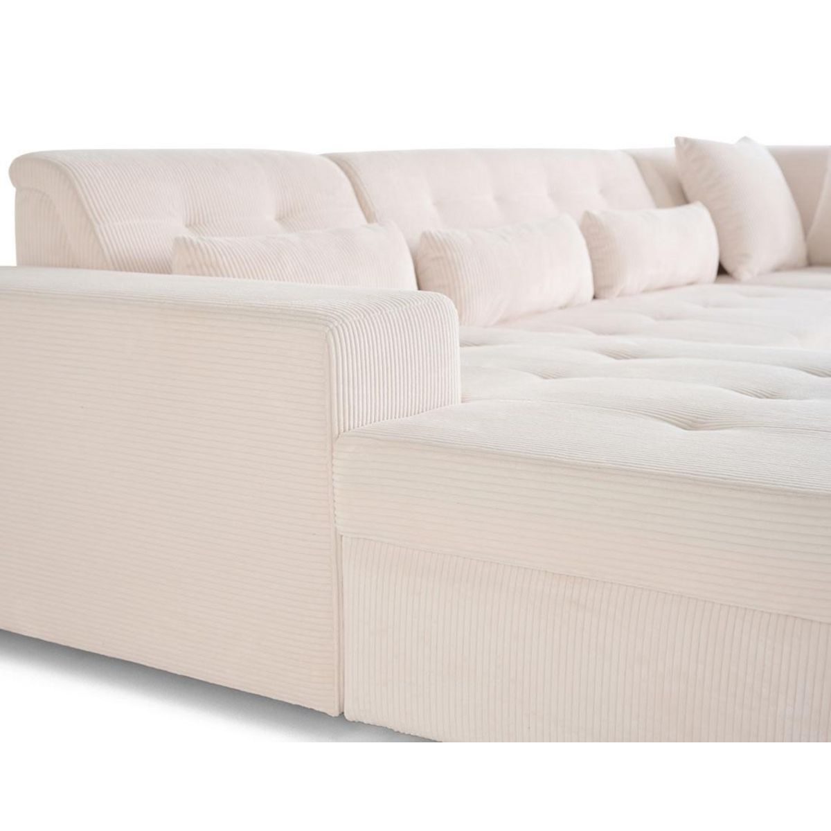 LISA DESIGN Vermont - canapé panoramique d'angle droit - 7 places - en velours côtelé