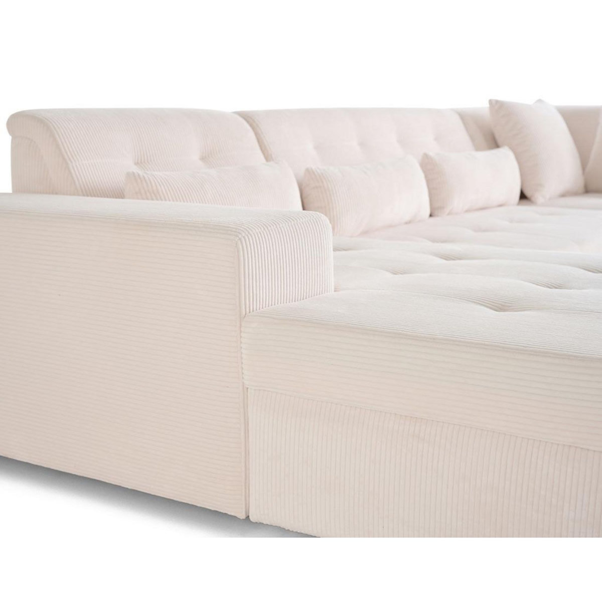 LISA DESIGN Vermont - canapé panoramique d'angle droit - 7 places - en velours côtelé