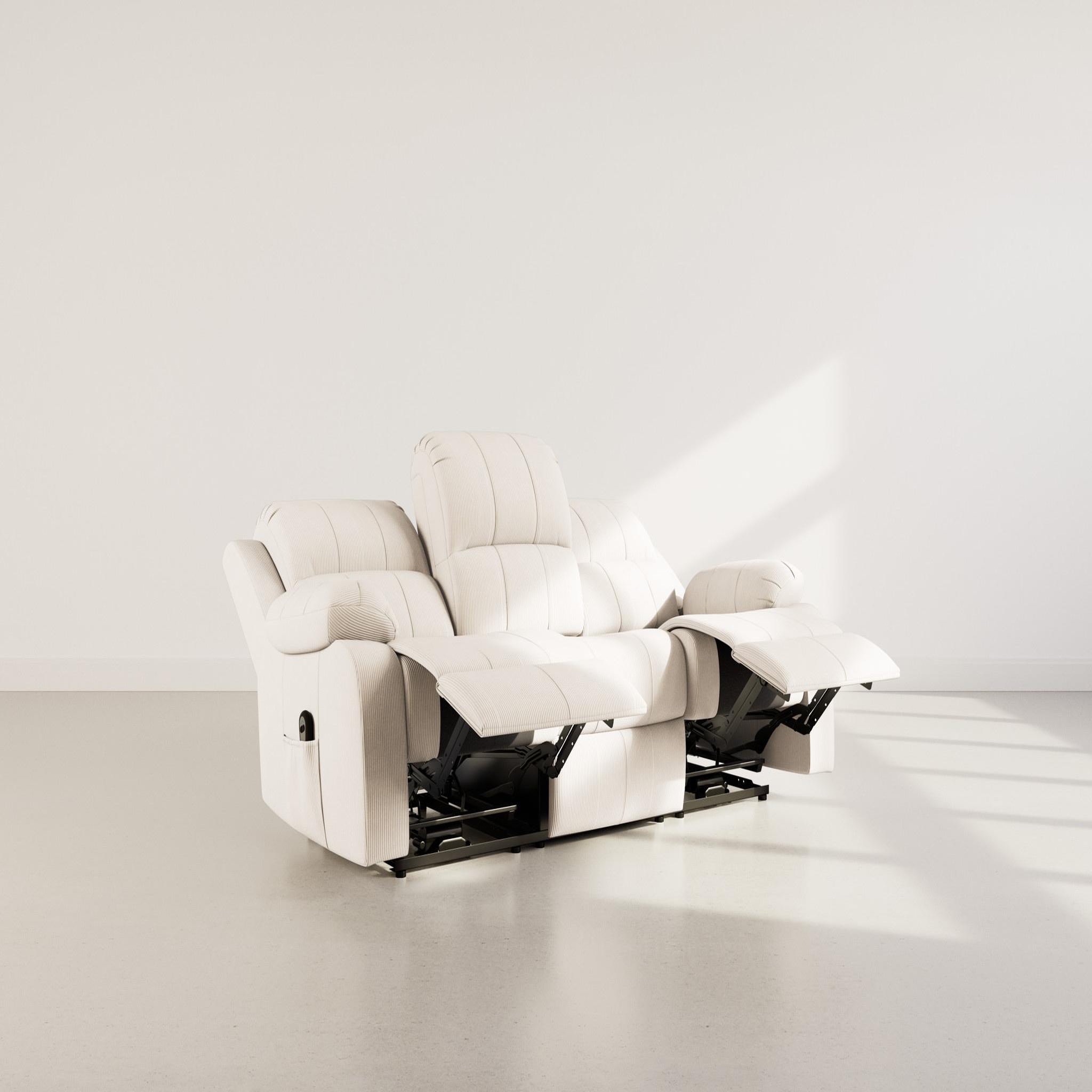 Voir la diapositive 3 : BEST MOBILIER Armand - canapé 3 places relax électrique en velours côtelé