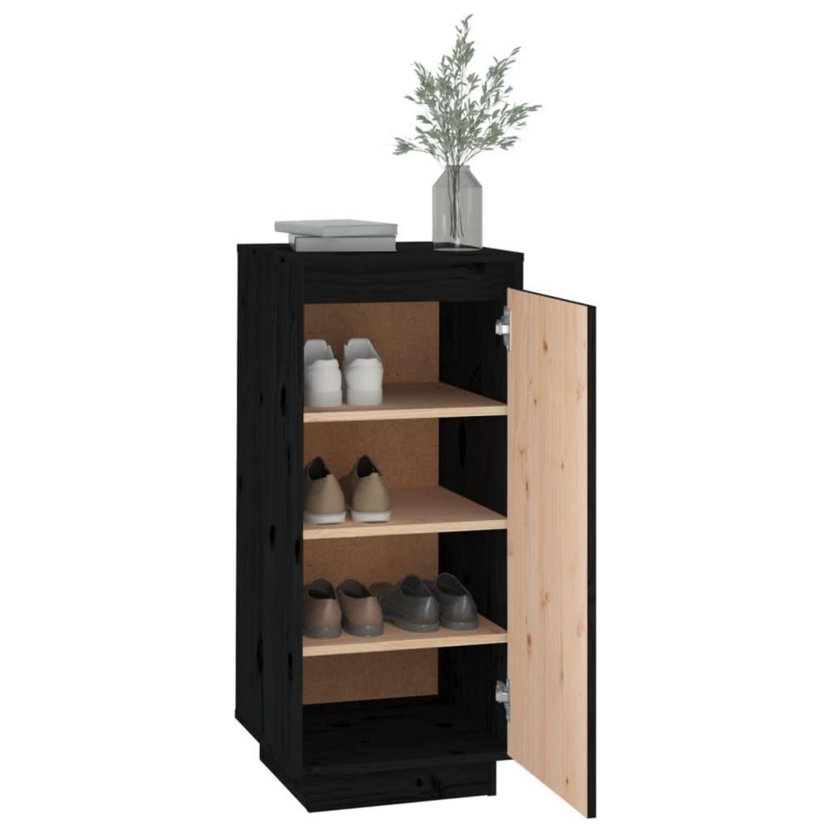 VIDAXL Armoire a chaussures Noir 35x35x80 cm Bois de pin massif