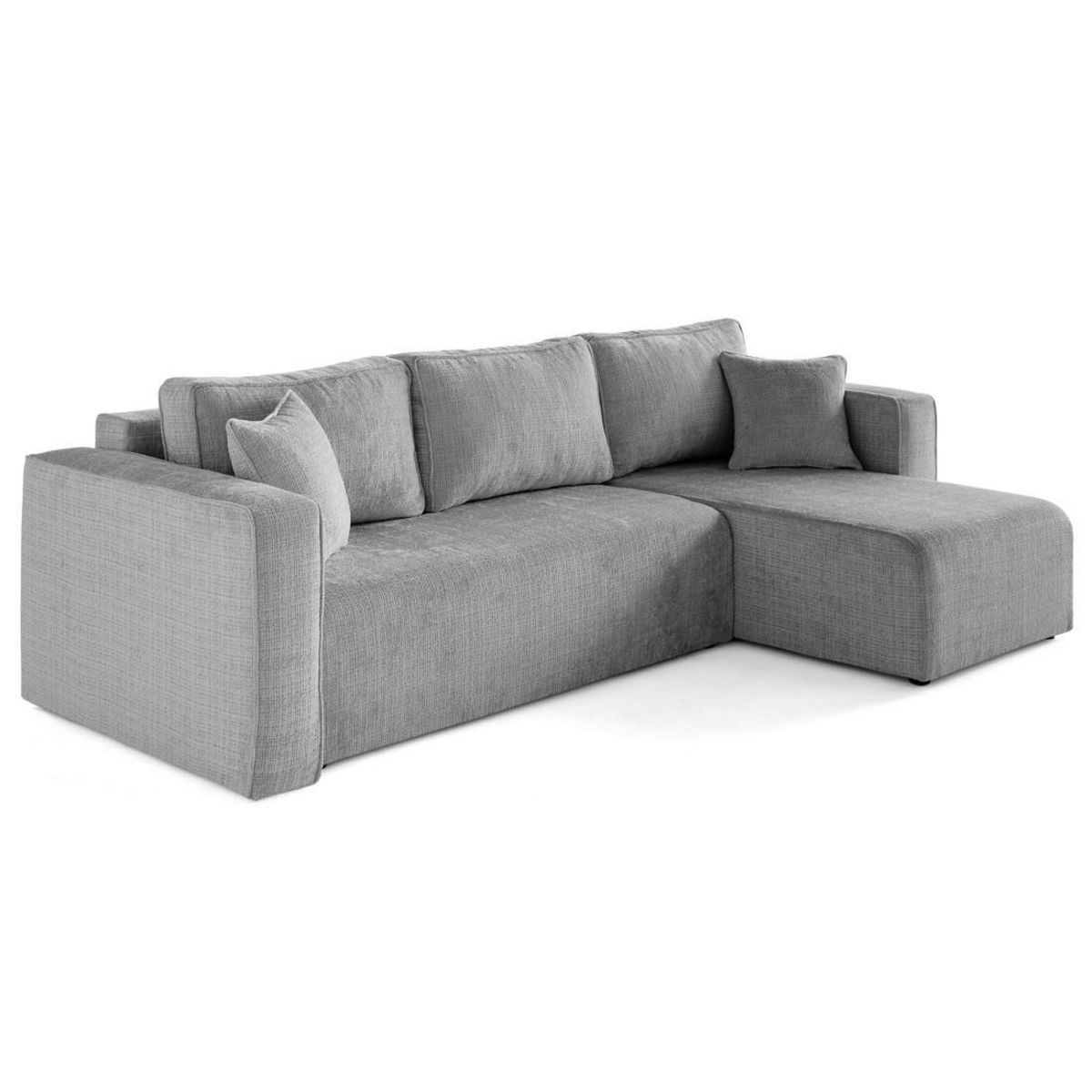 BEST MOBILIER Topaze - canapé d'angle déhoussable réversible 4 places en velours texturé