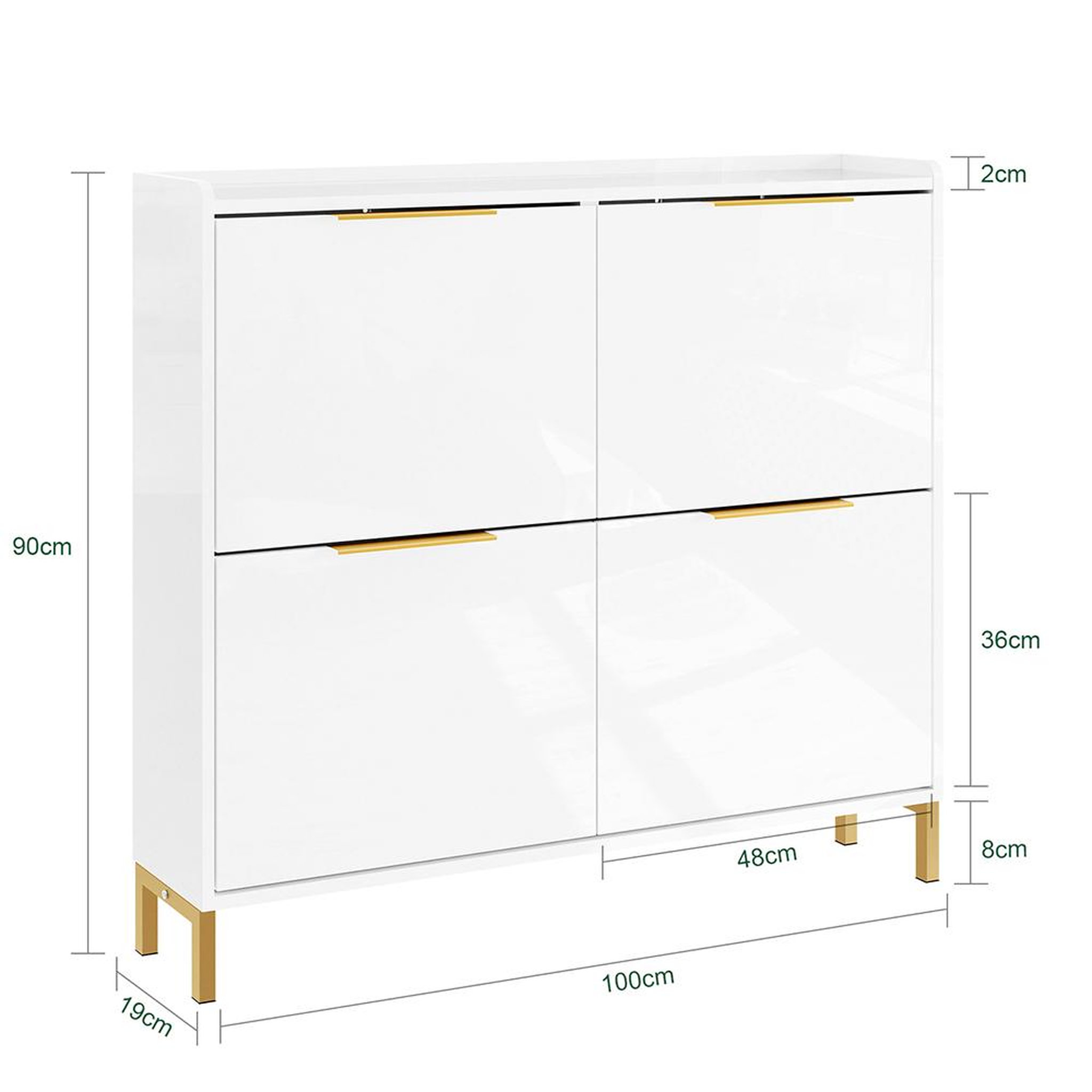 Voir la diapositive 3 : SOBUY SoBuy - Meuble À Chaussures 4 portes - Blanc - 100x48x90cm - Moderne - FSR206-GW