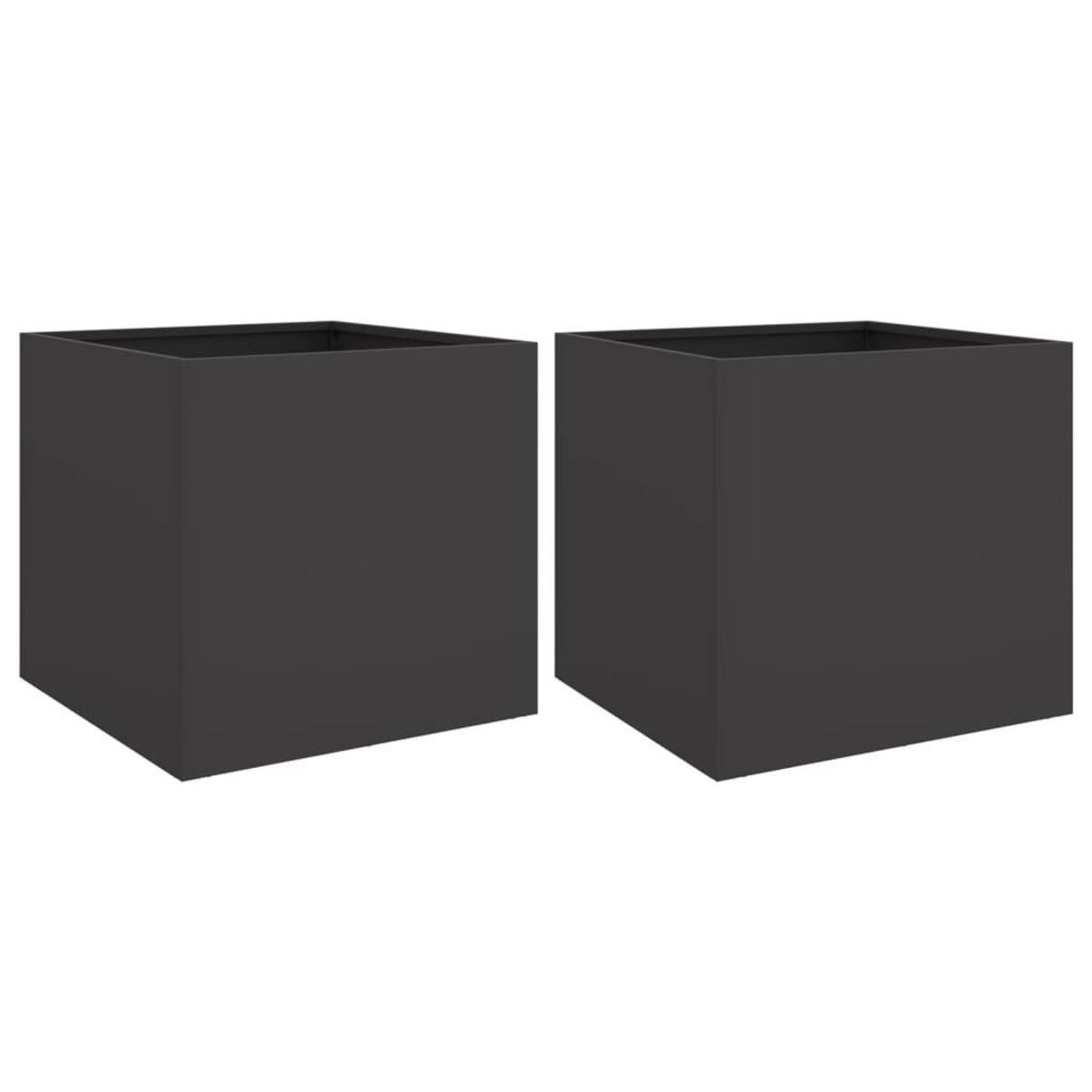 VIDAXL Jardinieres 2 pcs noir 49x47x46 cm acier