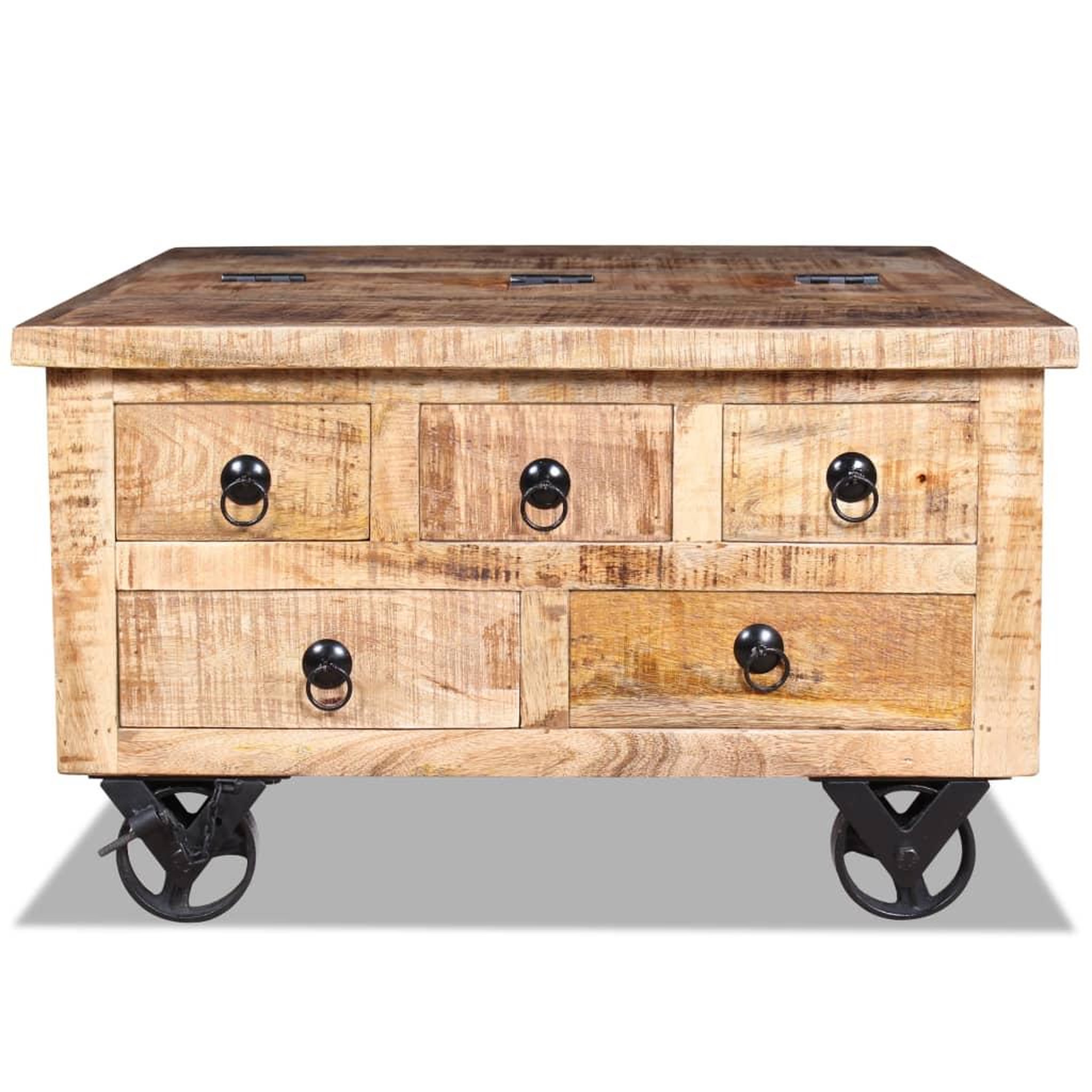 Voir la diapositive 2 : VIDAXL Table basse Bois de manguier brut 70 x 70 x 40 cm