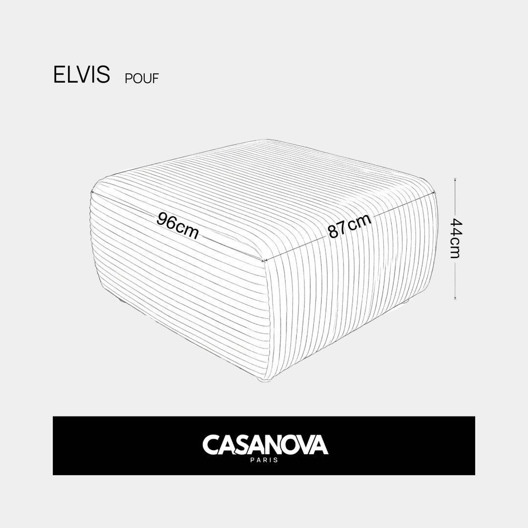 Voir la diapositive 6 : CASANOVA PARIS Elvis - pouf en gros velours côtelé 96x87x44