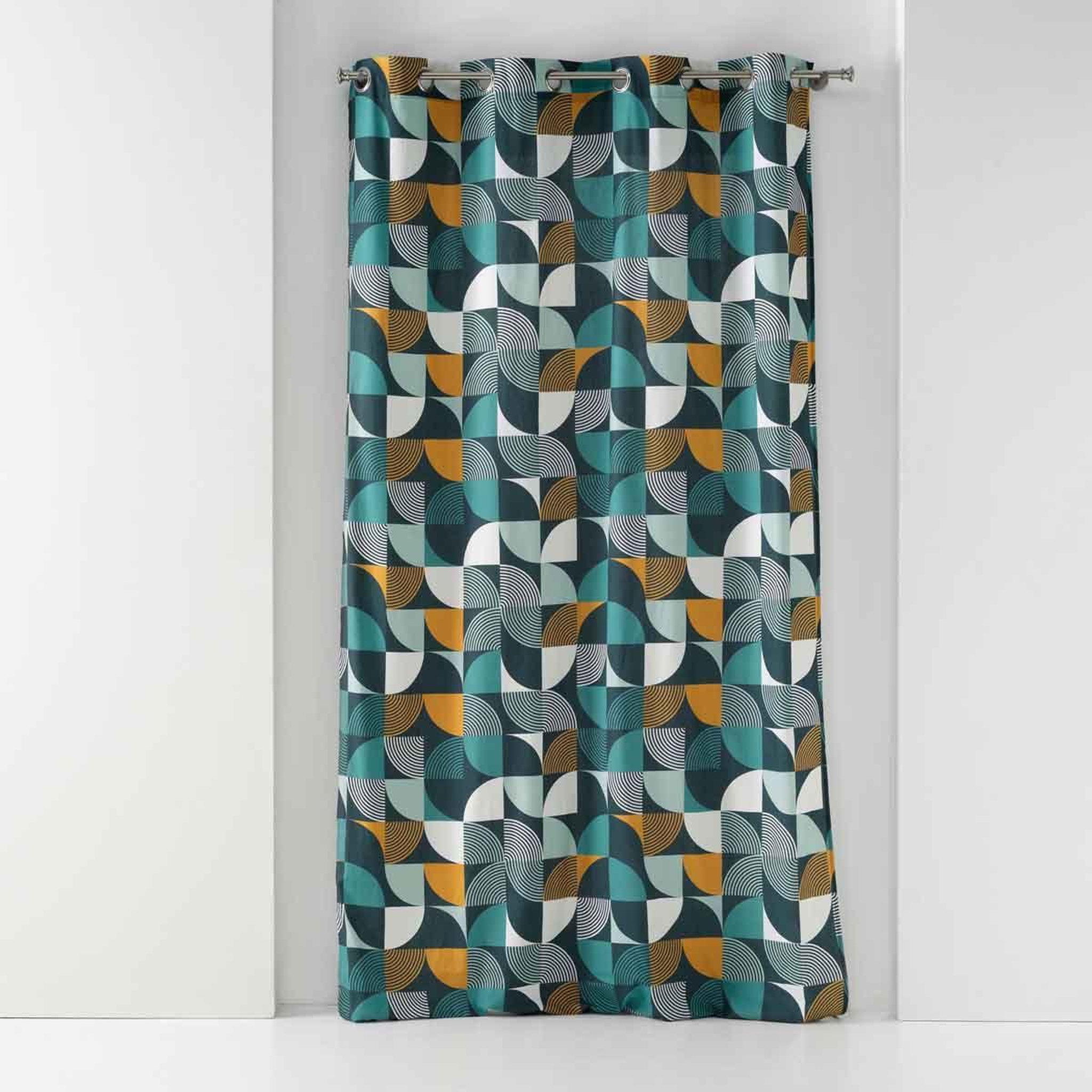 Douceur d'Intérieur Rideau à œillets imprimé  rythmo  140x240cm bleu