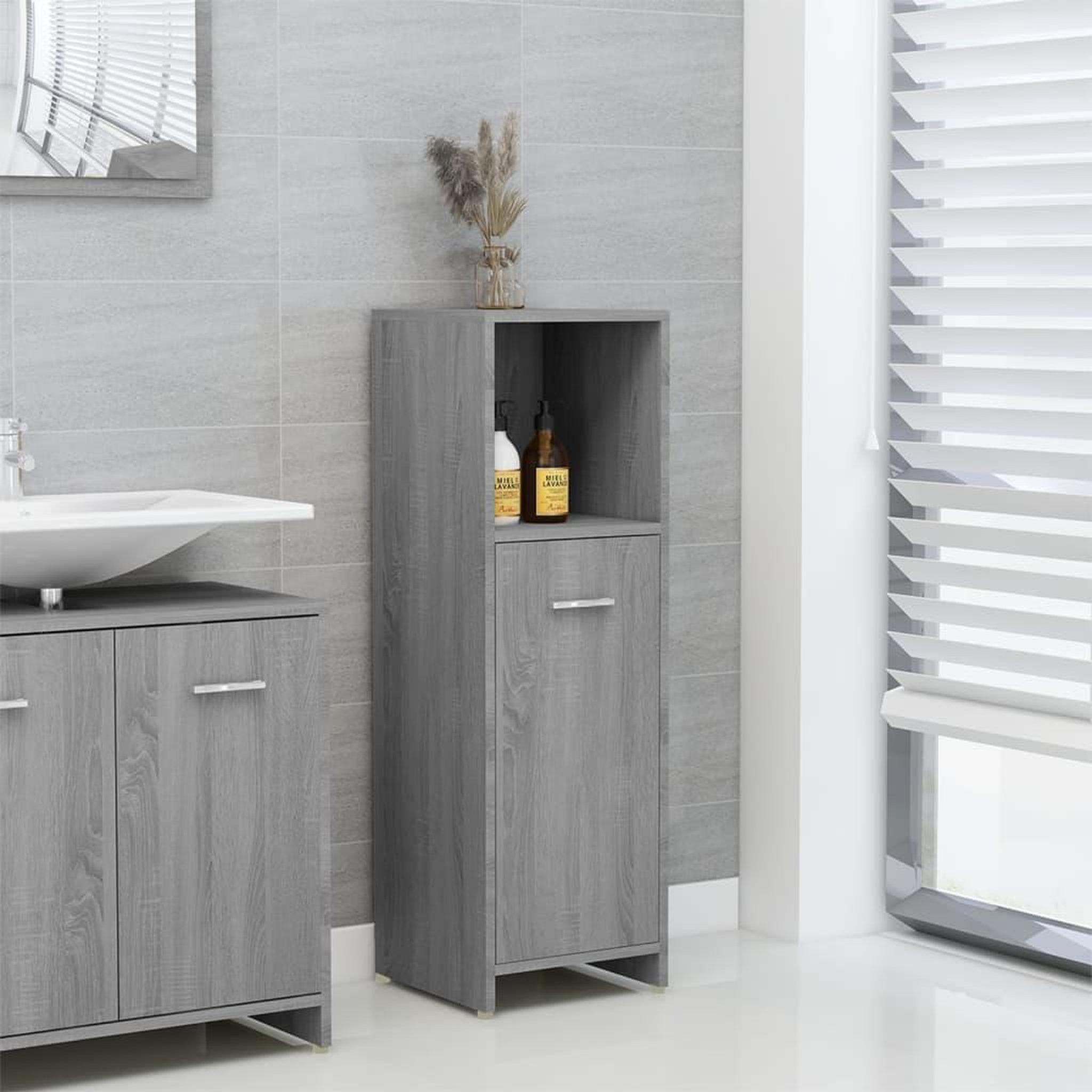Voir la diapositive 4 : VIDAXL Armoire de bain Sonoma gris 30x30x95 cm Bois d'ingenierie