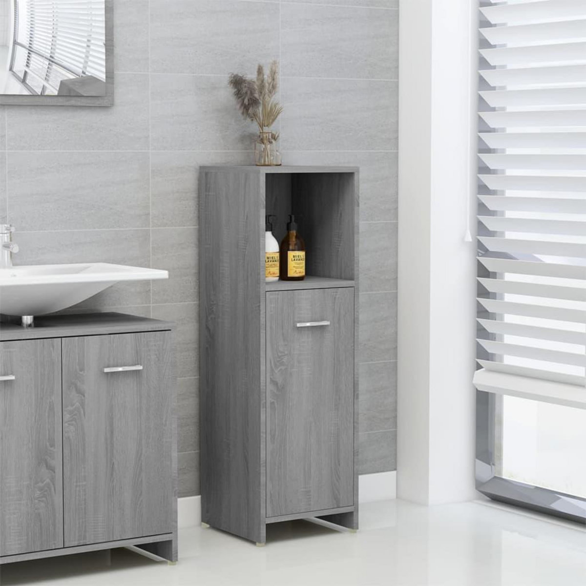 VIDAXL Armoire de bain Sonoma gris 30x30x95 cm Bois d'ingenierie