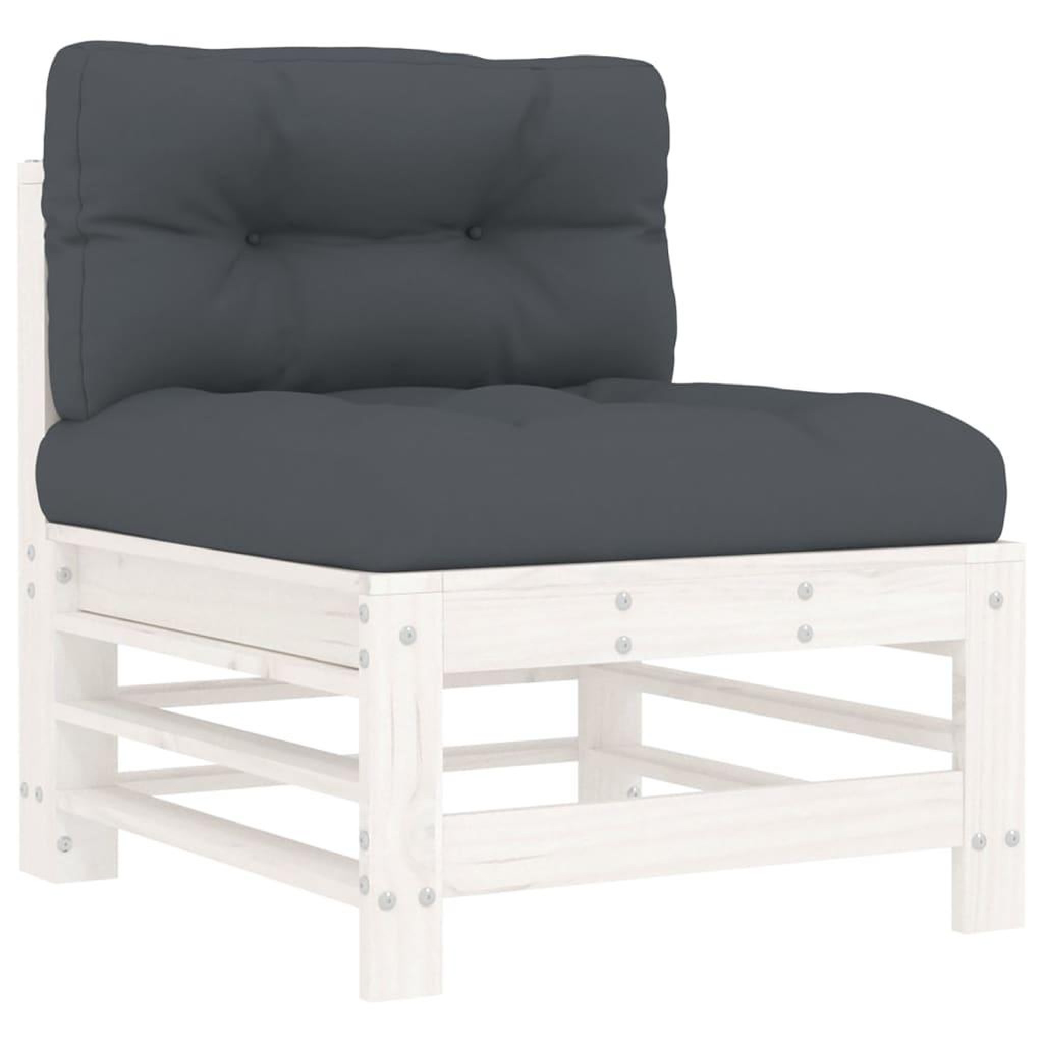 Voir la diapositive 4 : VIDAXL Salon de jardin 7 pcs avec coussins blanc bois massif