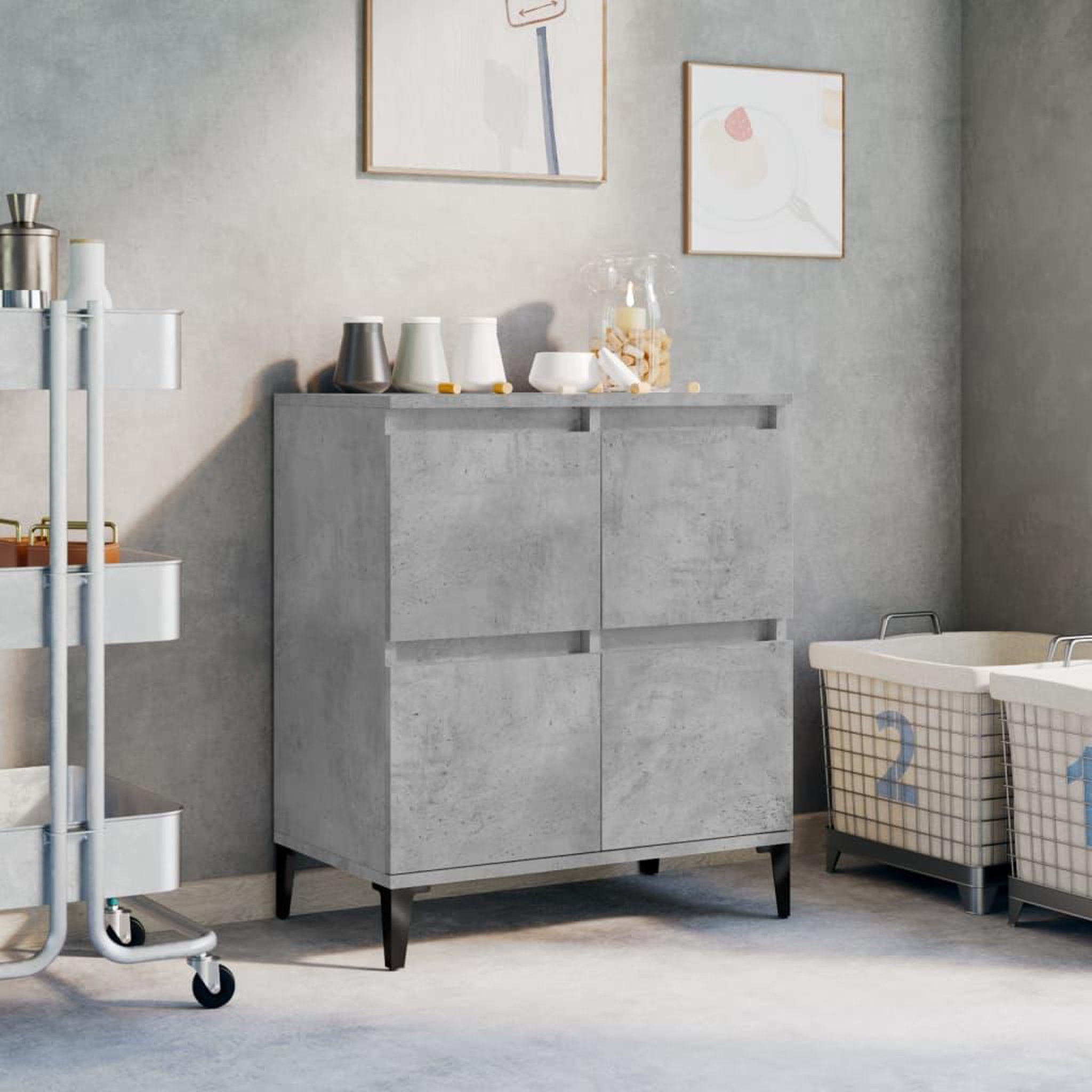 Voir la diapositive 1 : VIDAXL Buffet Gris beton 60x35x70 cm Bois d'ingenierie