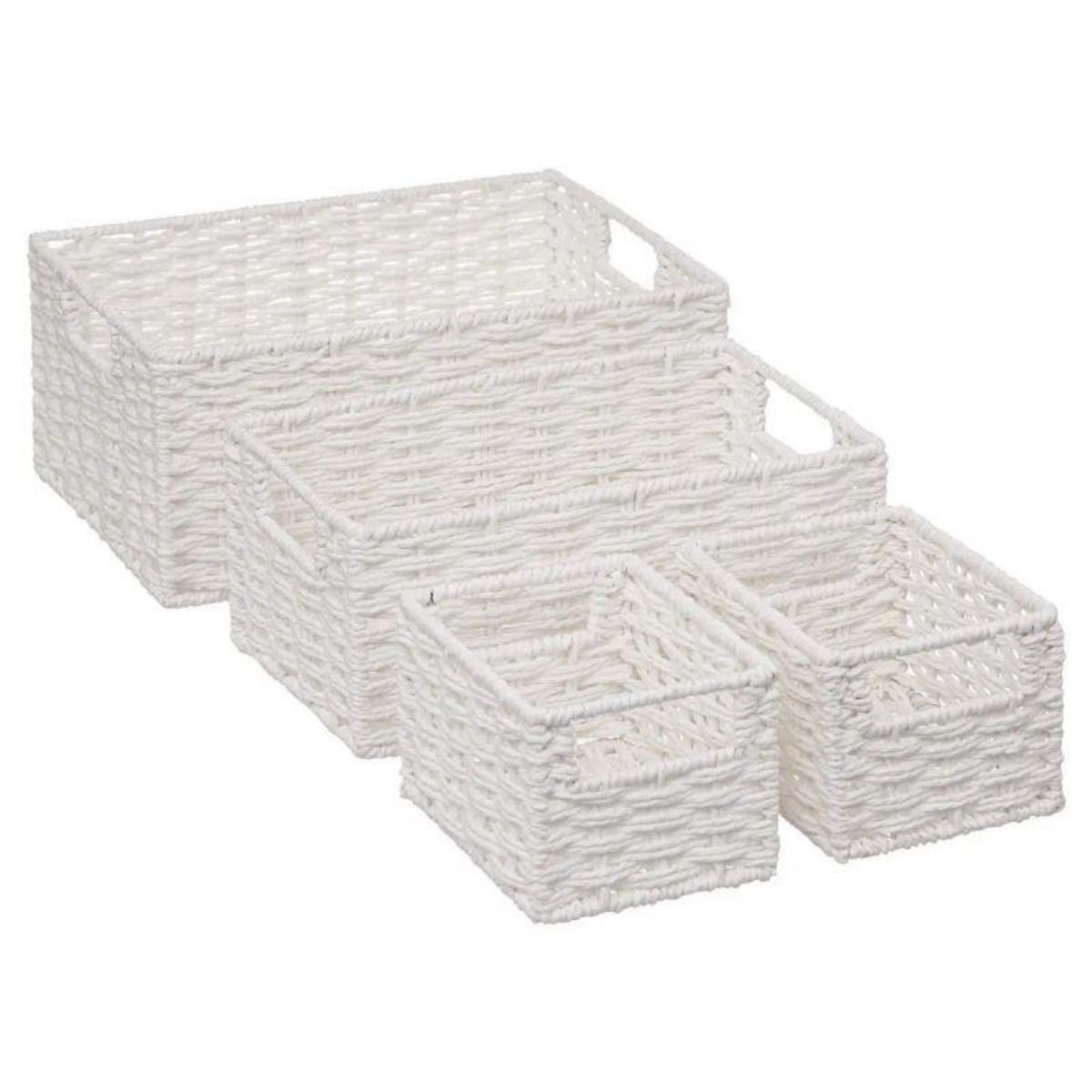  Lot de 4 Paniers de Rangement  Costa  32cm Blanc