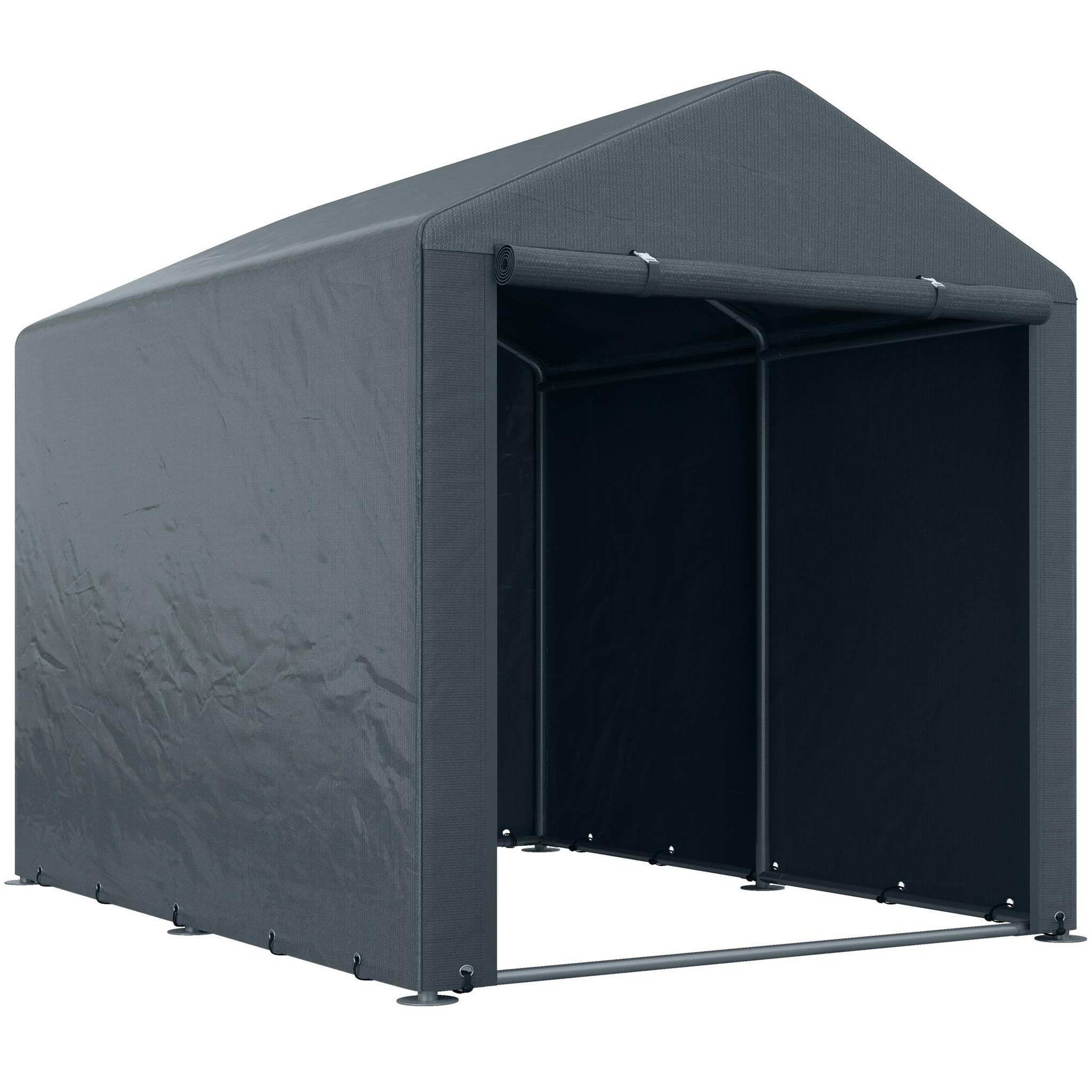 OUTSUNNY Abri de jardin tente de stockage portable abri de vélo garage pour extérieur avec cadre en acier galvanisé et grande porte, 1,6 x 2,2 m gris foncé