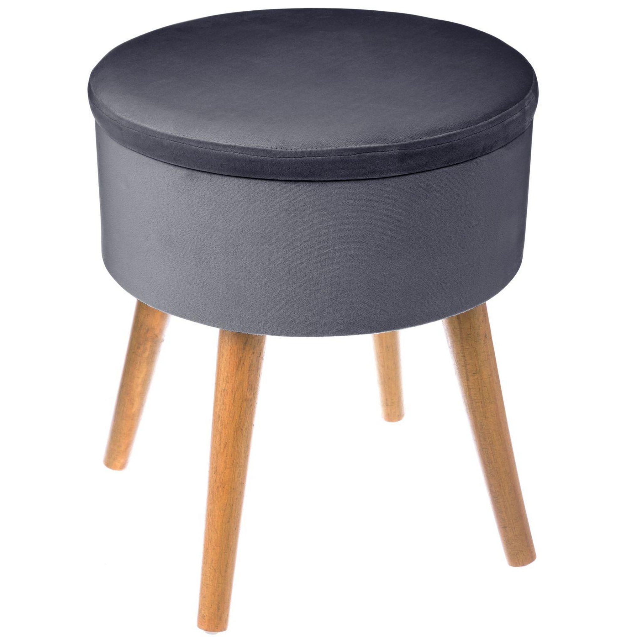 Voir la diapositive 1 : ATMOSPHERA Tabouret coffre en velours tess - h. 44 cm