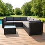 Voir la diapositive 2 : CONCEPT USINE Salon de jardin 5 places en résine tressée avec table noir et gris BIMINI