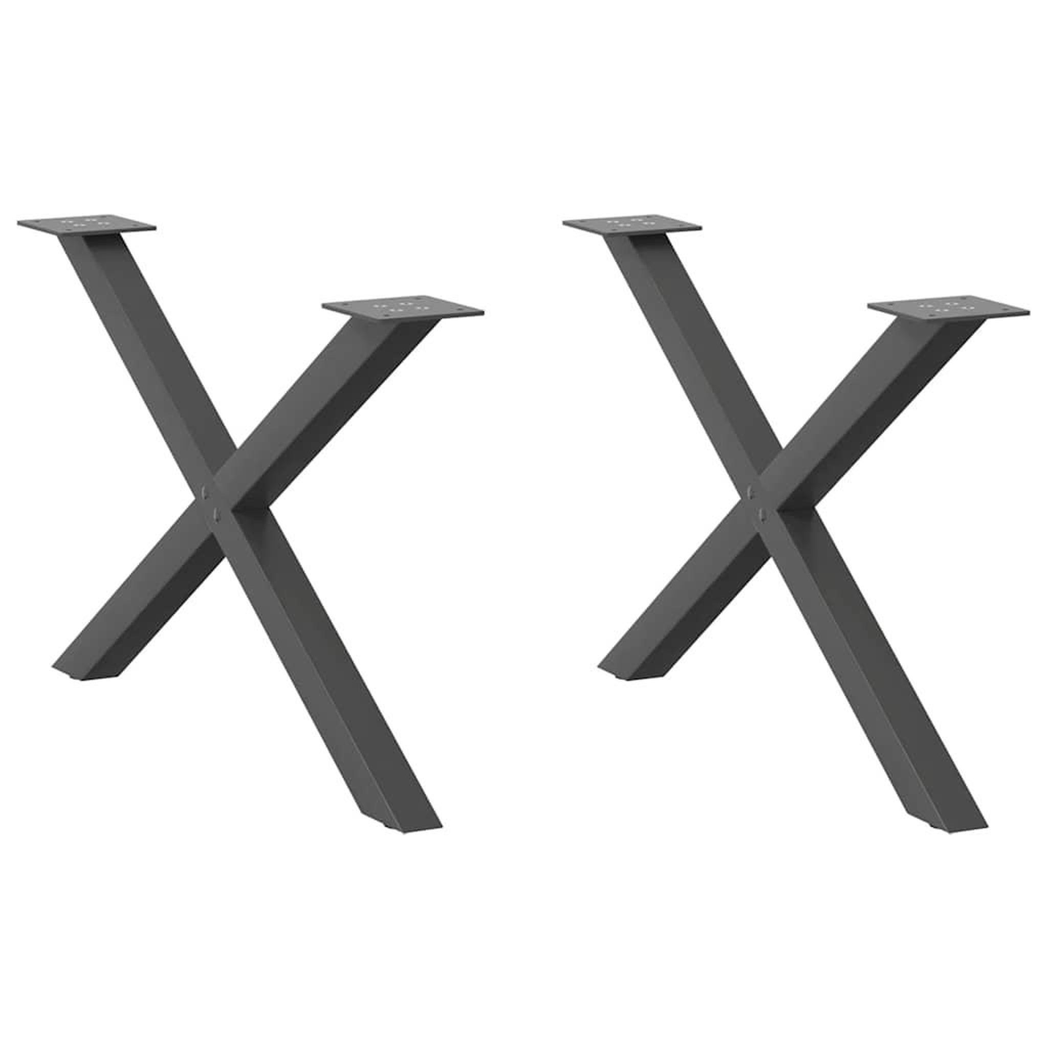 VIDAXL Pieds de table basse forme de X 2 pcs anthracite 70x(42-43) cm