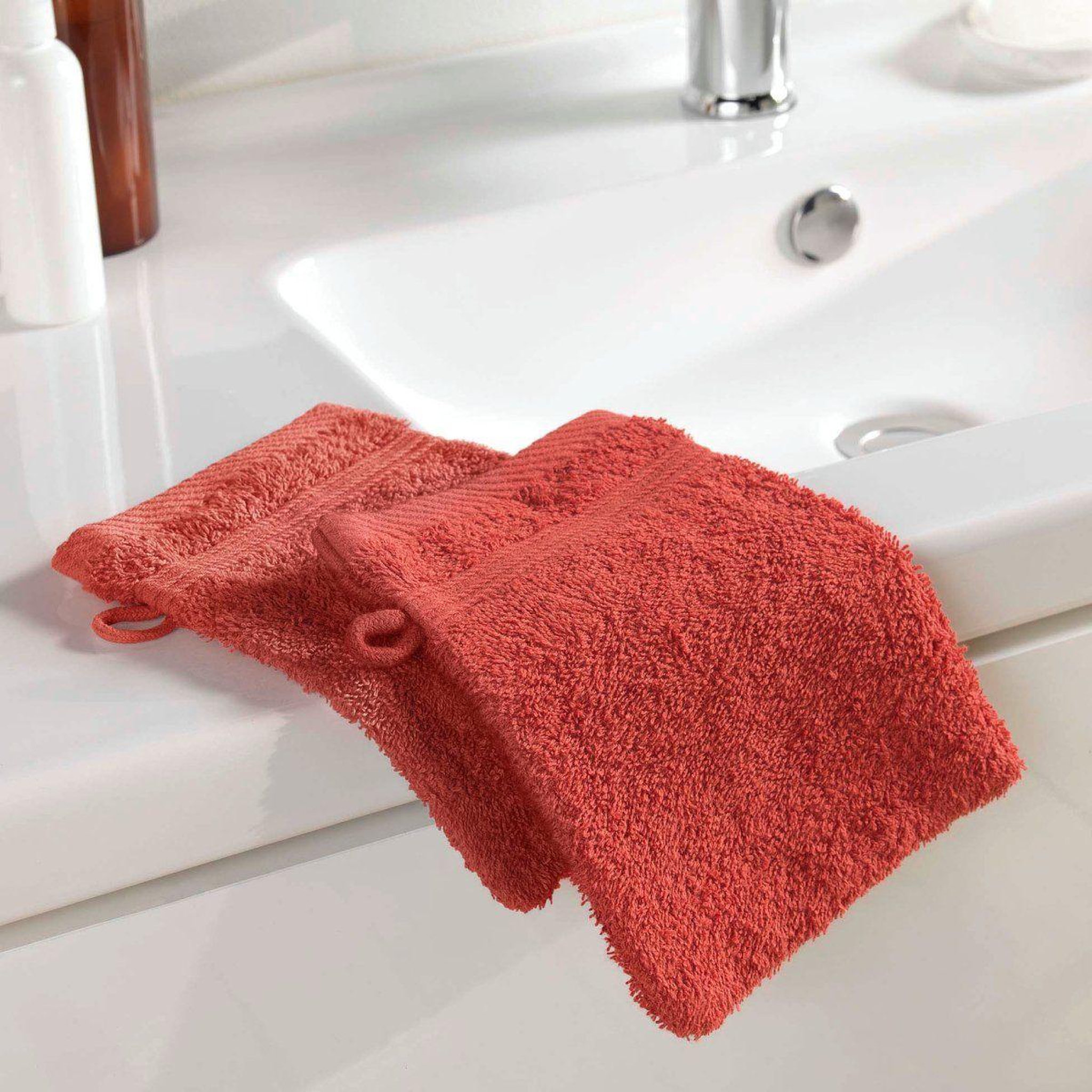 Voir la diapositive 4 : Douceur d'Intérieur Lot de 2 gants de toilette  tendresse  15x21cm terracotta