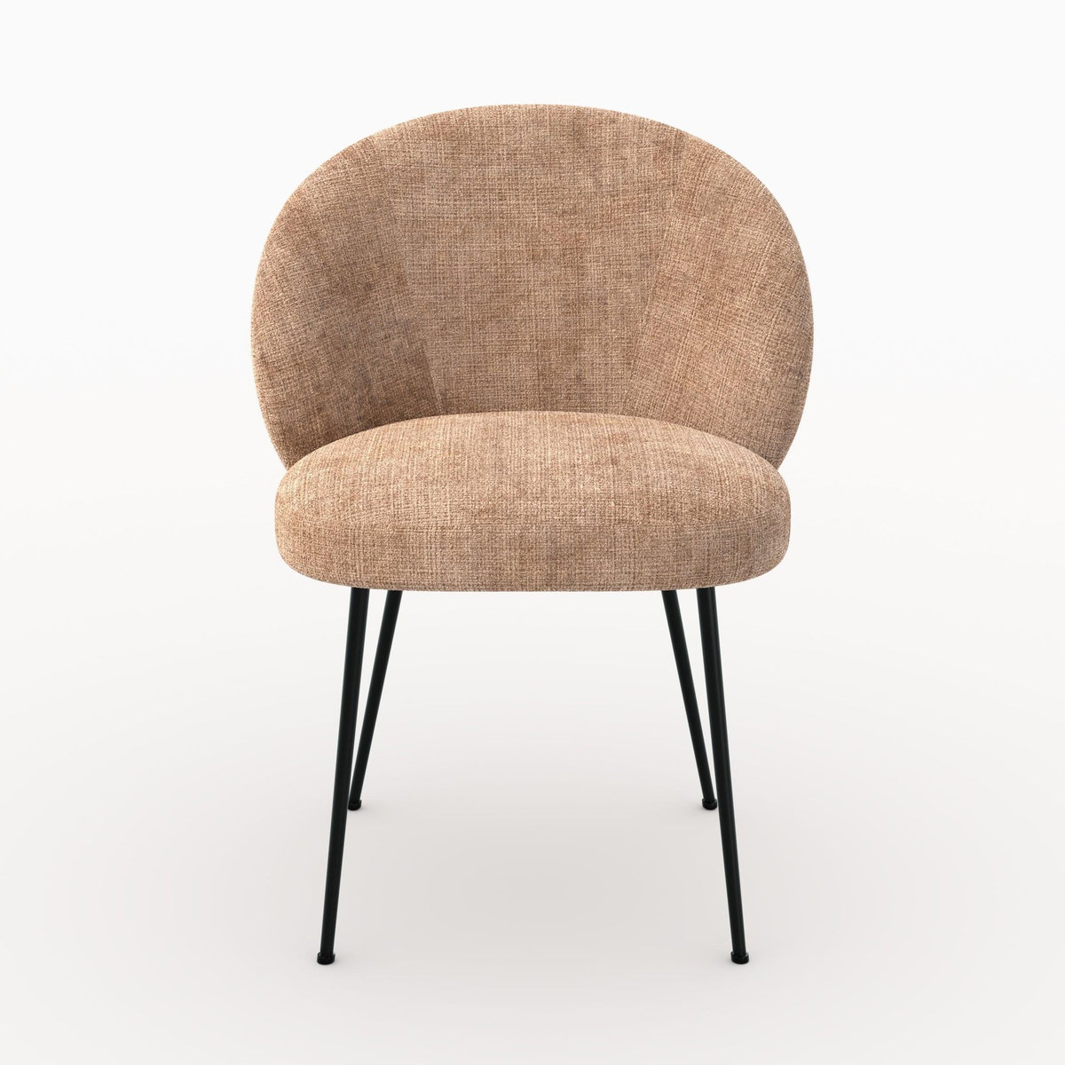 Rendez vous déco Chaise en velours chenillé marron glacé et métal noir-Bloomy