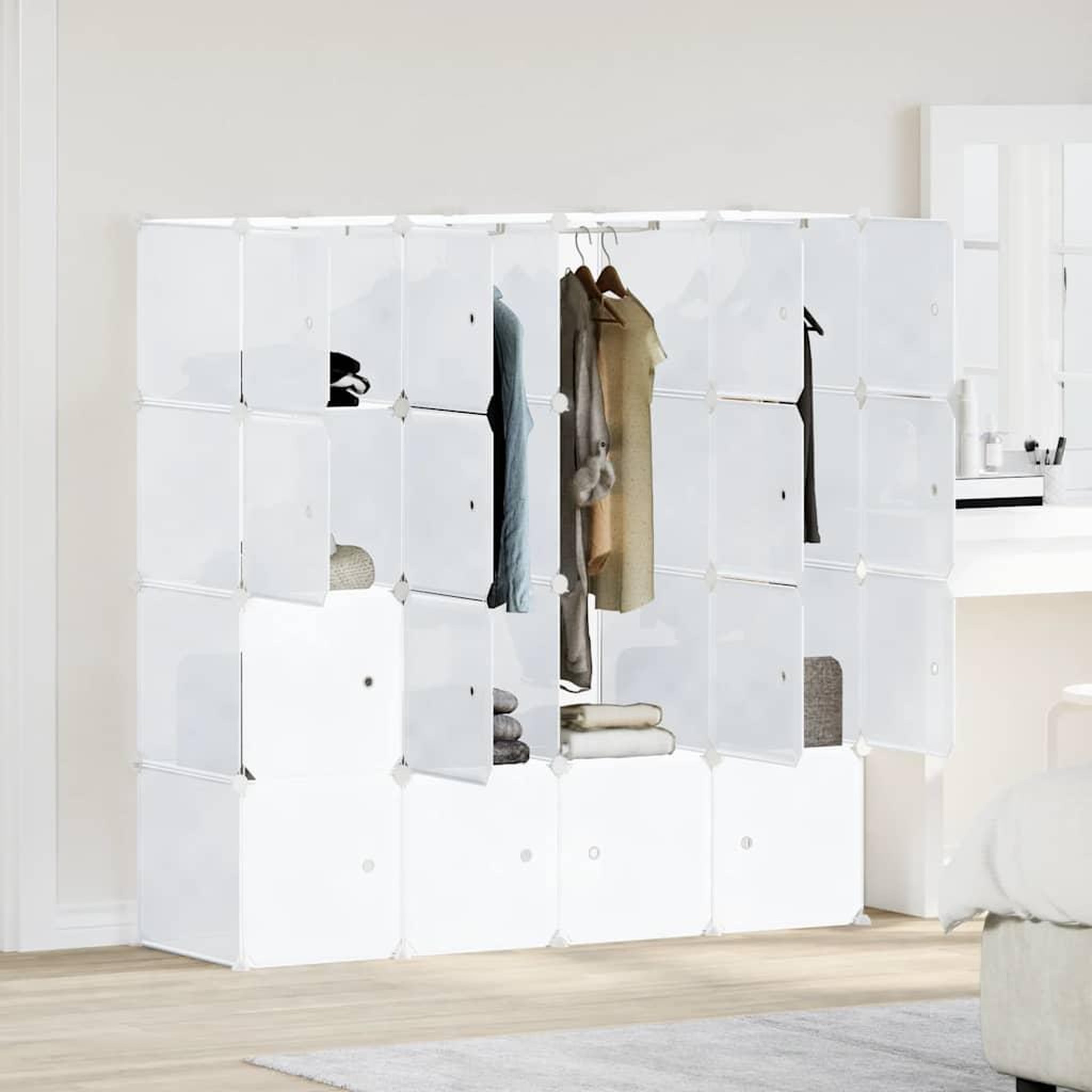 Voir la diapositive 3 : VIDAXL Cubes de rangement 16 pcs avec tiges de suspension PP