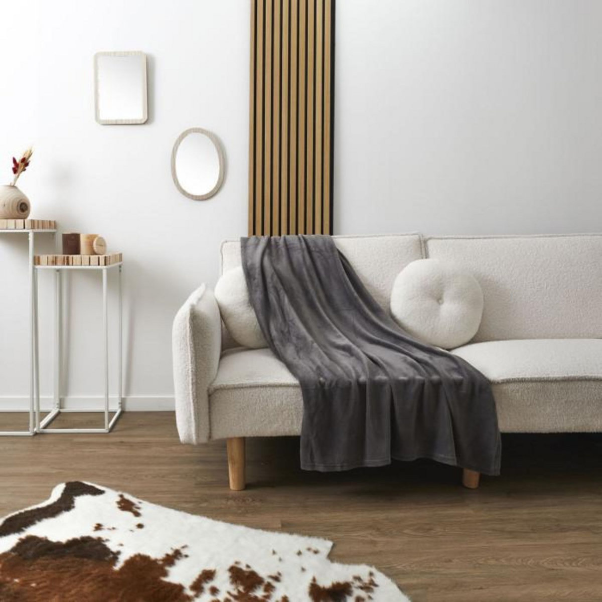 Paris Prix Plaid Microfibre  Roméo  120x150cm Gris Foncé