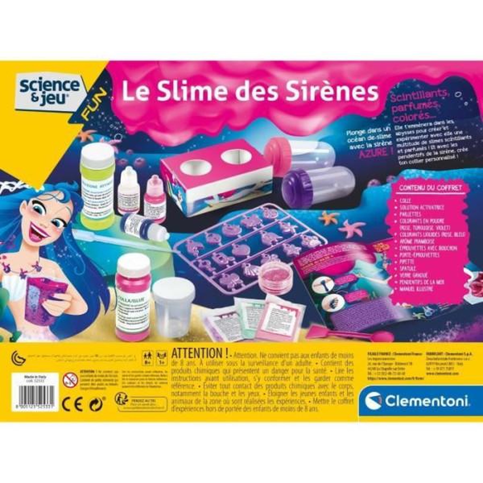 Voir la diapositive 3 : CLEMENTONI Clementoni - Science & Jeu - Kit scientifique pour fabriquer du slime sirene - A partir de 8 ans
