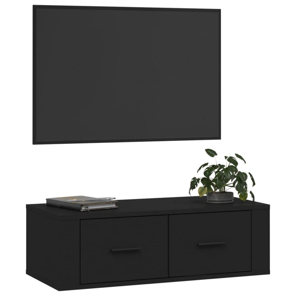 VIDAXL Meuble TV suspendu Noir 80x36x25 cm Bois d'ingenierie