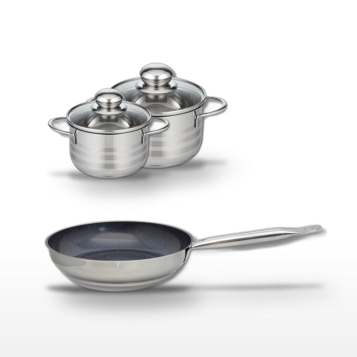 ELO Lot Poêle 24cm Elo Profi Therm Platinum avec 2 Faitouts 12/14cm en inox