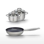 ELO Lot Poêle 24cm Elo Profi Therm Platinum avec 2 Faitouts 12/14cm en inox