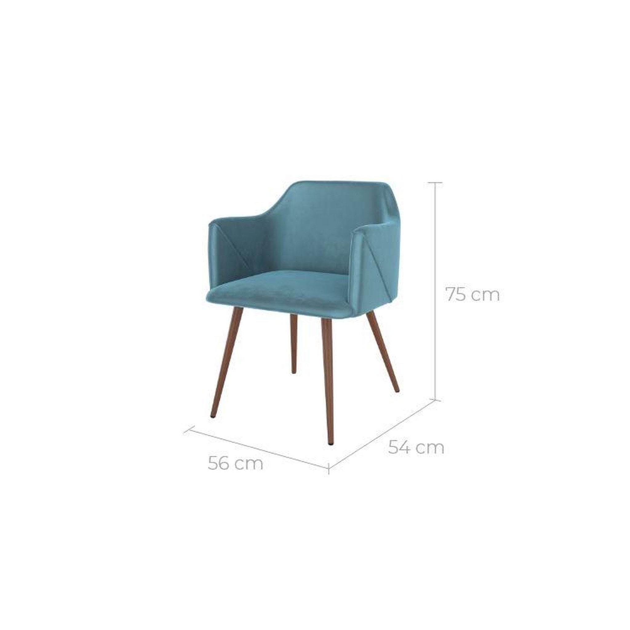 Voir la diapositive 4 : MAISON PAVANE Lot de 2 chaises avec accoudoirs en velours bleu-daisy