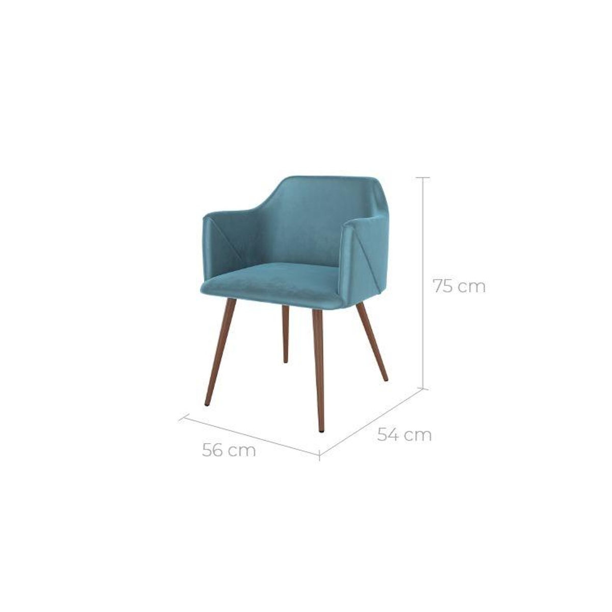 MAISON PAVANE Lot de 2 chaises avec accoudoirs en velours bleu-Daisy