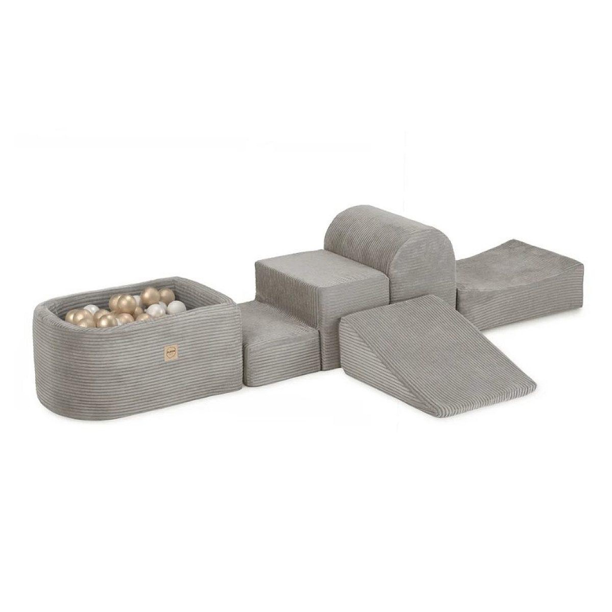 PLUSH NEST Mini aire de jeux velours beige piscine et 100 balles perle et or