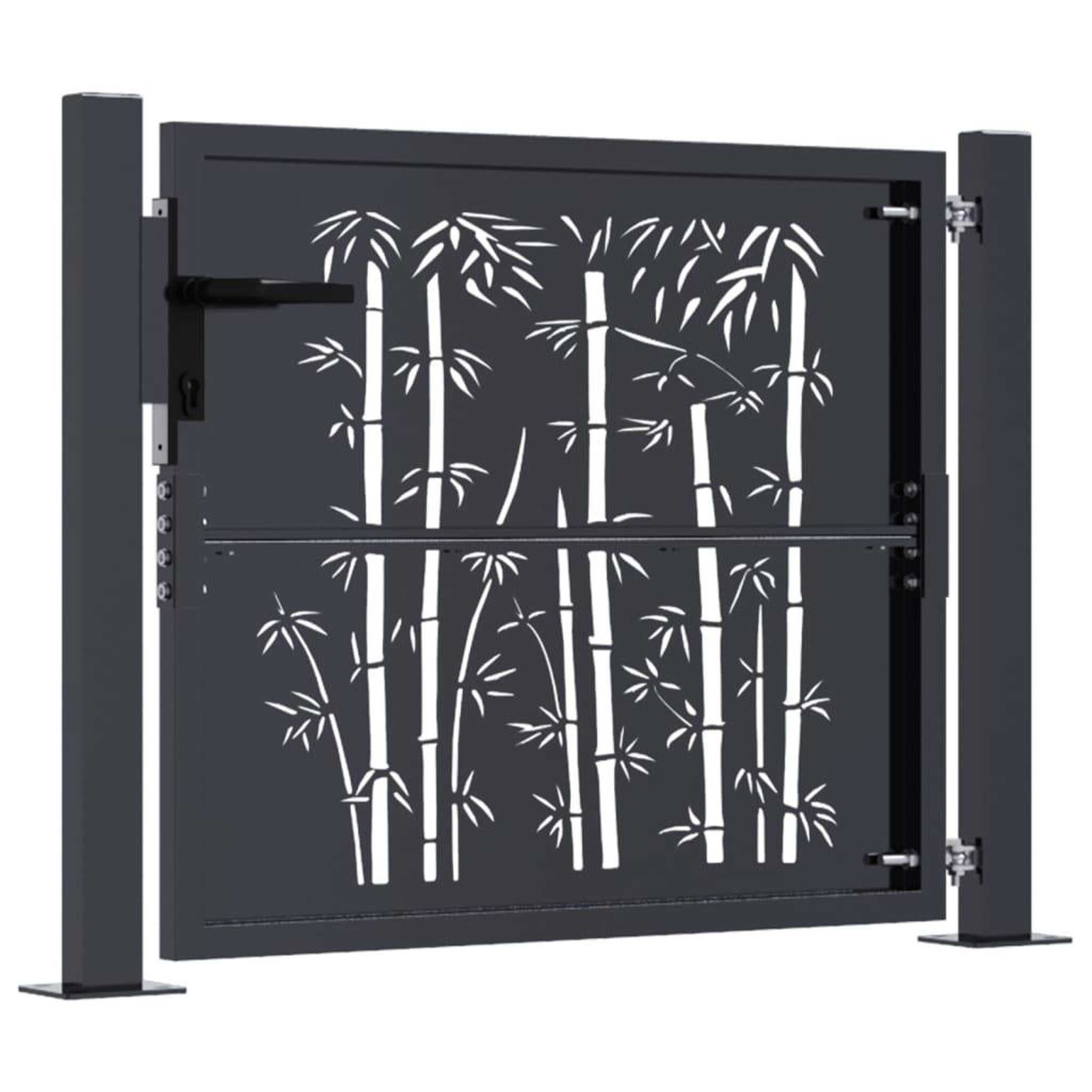 Voir la diapositive 4 : VIDAXL Portail de jardin anthracite 105x105 cm acier design de bambou