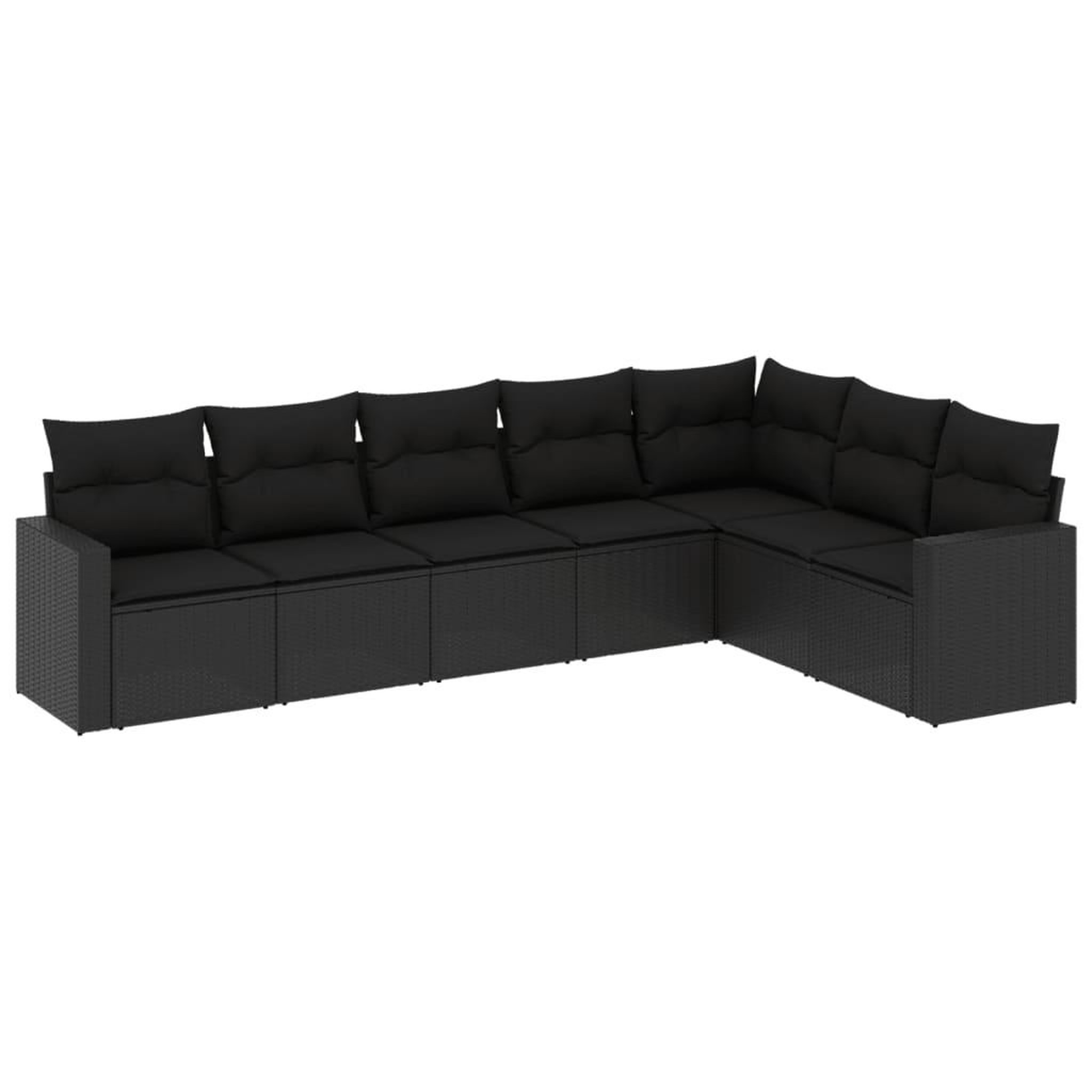 Voir la diapositive 2 : VIDAXL Salon de jardin 7 pcs avec coussins noir resine tressee