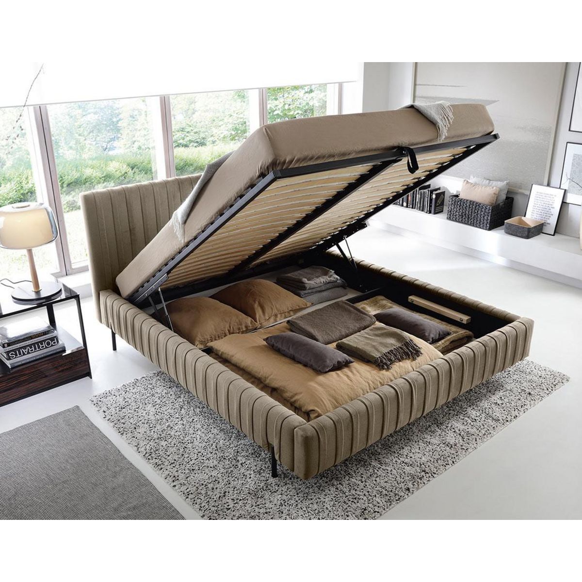 LISA DESIGN Flavio - lit coffre - 140x200 cm - sommier inclus - en simili