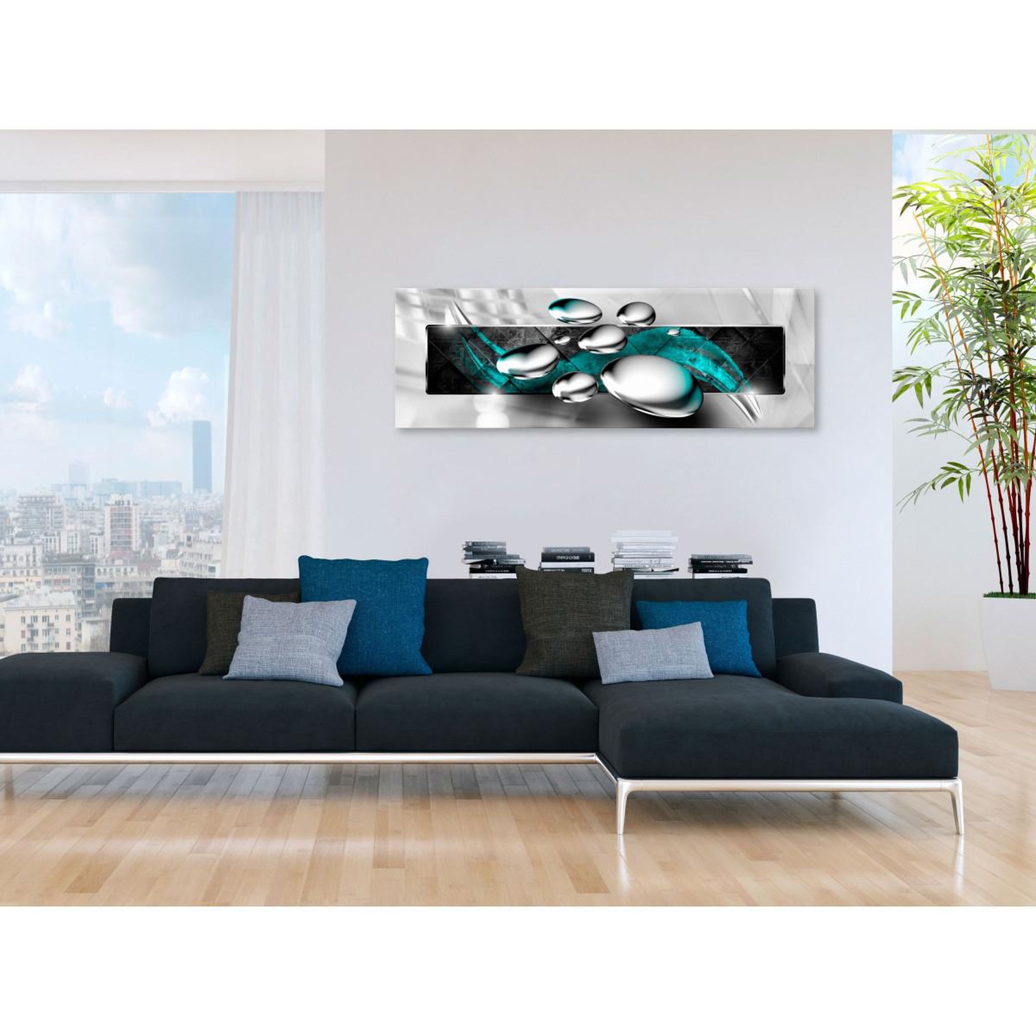 Voir la diapositive 2 : Paris Prix Tableau Imprimé  Shiny Stones Narrow Turquoise