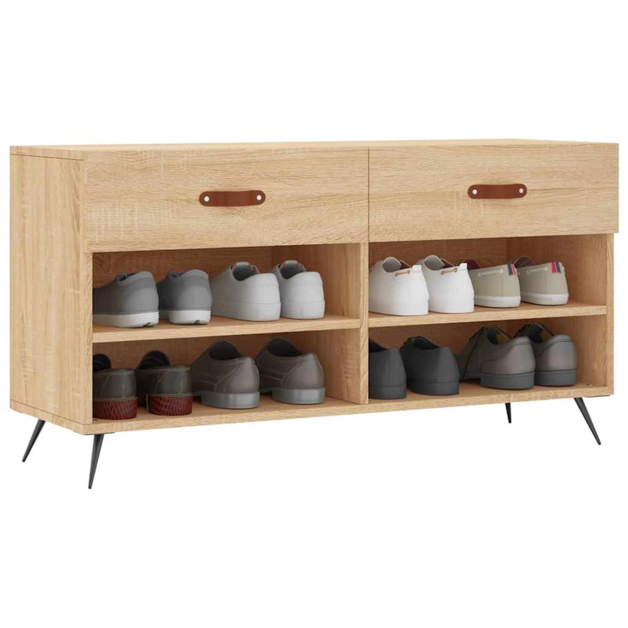 Voir la diapositive 3 : VIDAXL Banc a chaussures chene sonoma 102x35x55 cm bois d'ingenierie