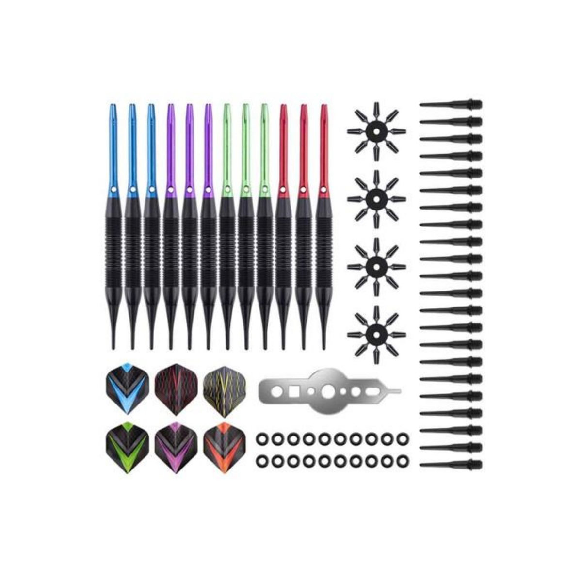 Paris Prix Jeu de 12 Fléchettes à Pointe Plastique  Pura  15cm Multicolore