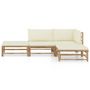 Voir la diapositive 2 : VIDAXL Salon de jardin 4 pcs avec coussins blanc creme bambou