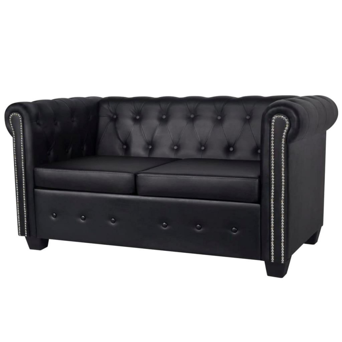 VIDAXL Canape Chesterfield a 2 places cuir synthetique noir