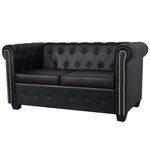 VIDAXL Canape Chesterfield a 2 places cuir synthetique noir