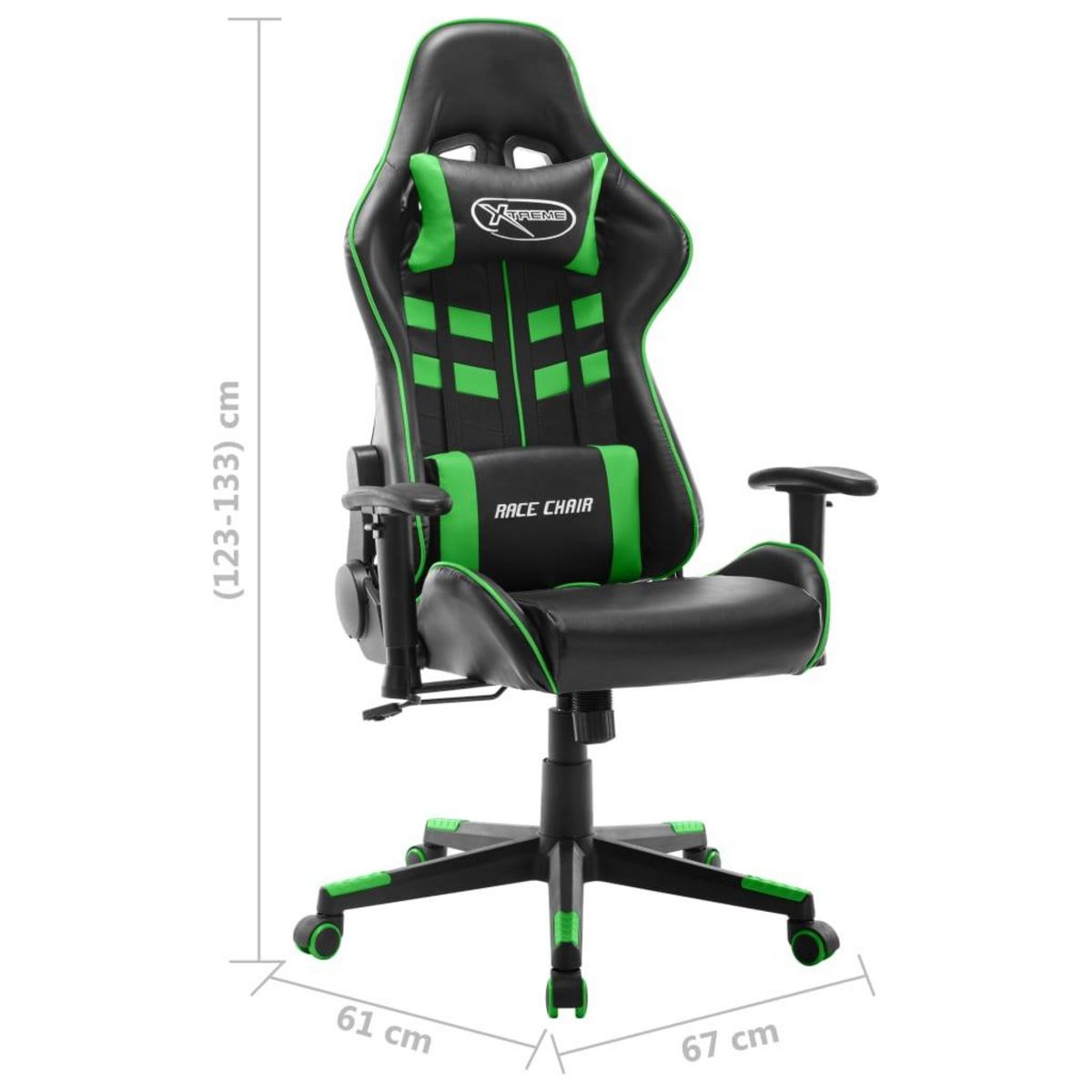 VIDAXL Chaise de jeu Noir et vert Cuir artificiel