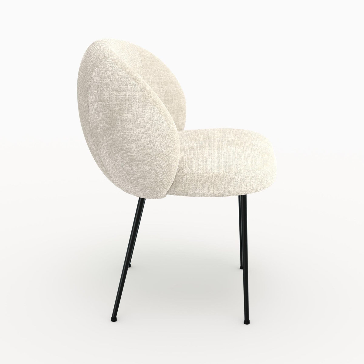 Rendez vous déco Chaise en velours chenillé écru et métal noir-Bloomy