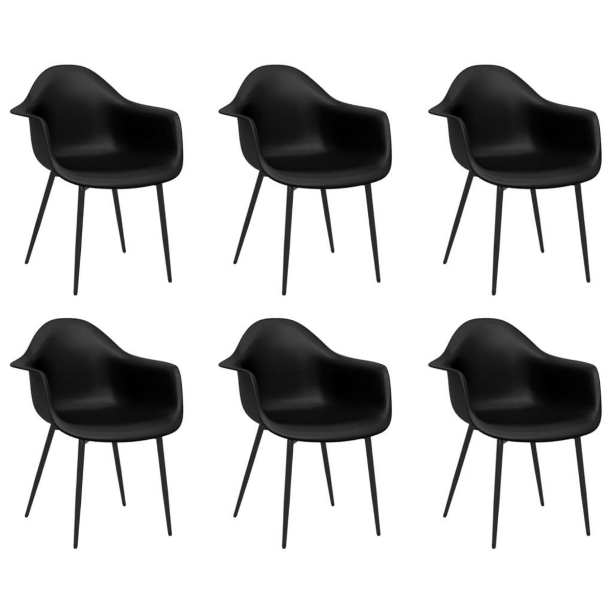 VIDAXL Chaises a manger lot de 6 noir PP