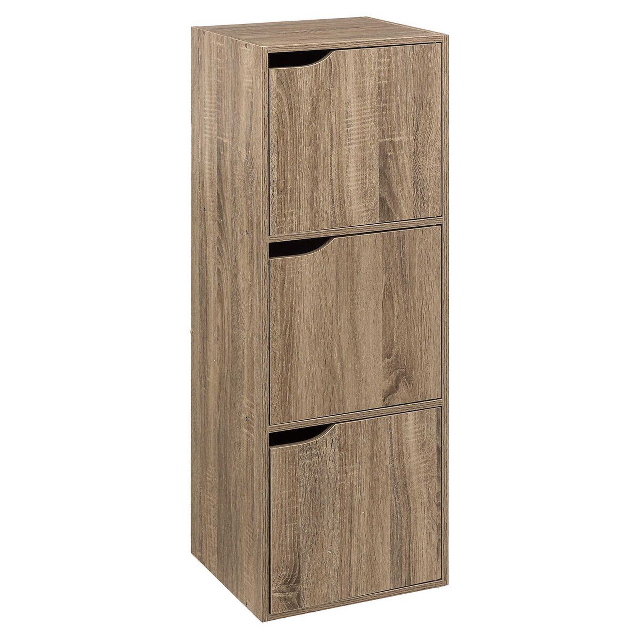 FIVE Etagère 3 cases de rangement avec portes mix n' modul - longueur 34,50 cm x hauteur 100,50 cm - marron